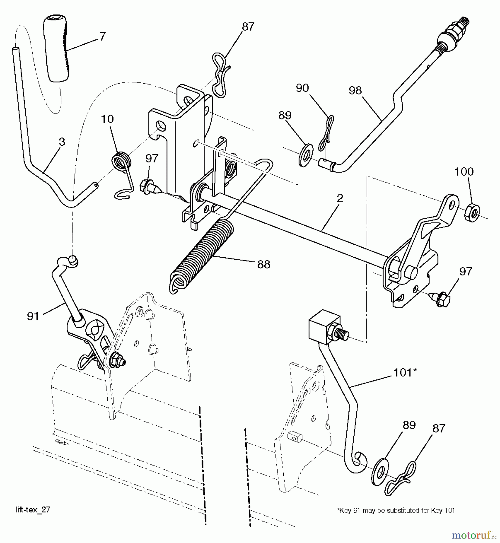 Jonsered Rasen und Garten Traktoren LT2217 A (96041010304) - Jonsered Lawn & Garden Tractor (2011-04) MOWER LIFT / DECK LIFT