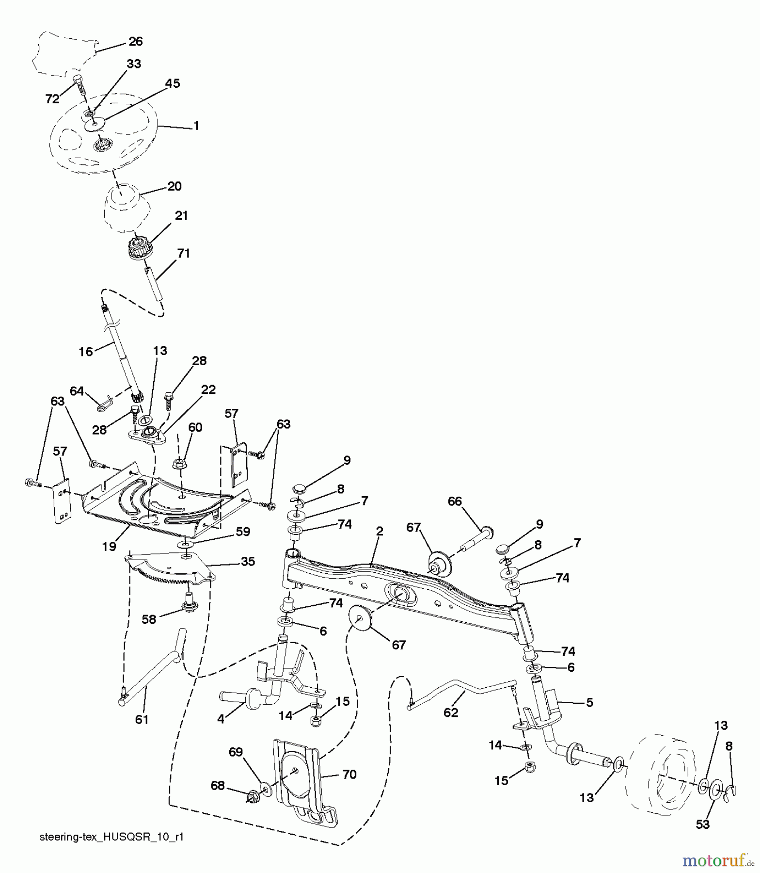  Jonsered Rasen  und Garten Traktoren LT2217 A (96041010304) - Jonsered Lawn & Garden Tractor (2011-04) STEERING