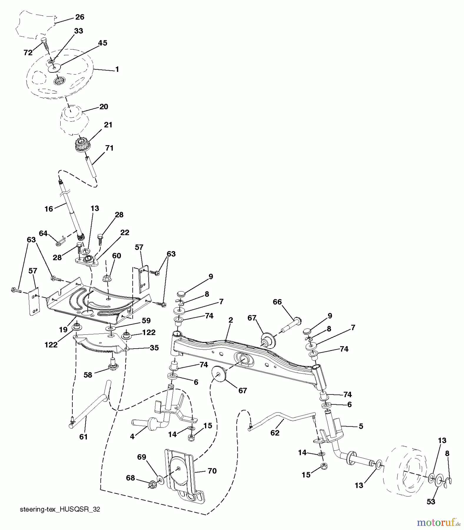  Jonsered Rasen  und Garten Traktoren LT2217 A (96041010305) - Jonsered Lawn & Garden Tractor (2011-08) STEERING