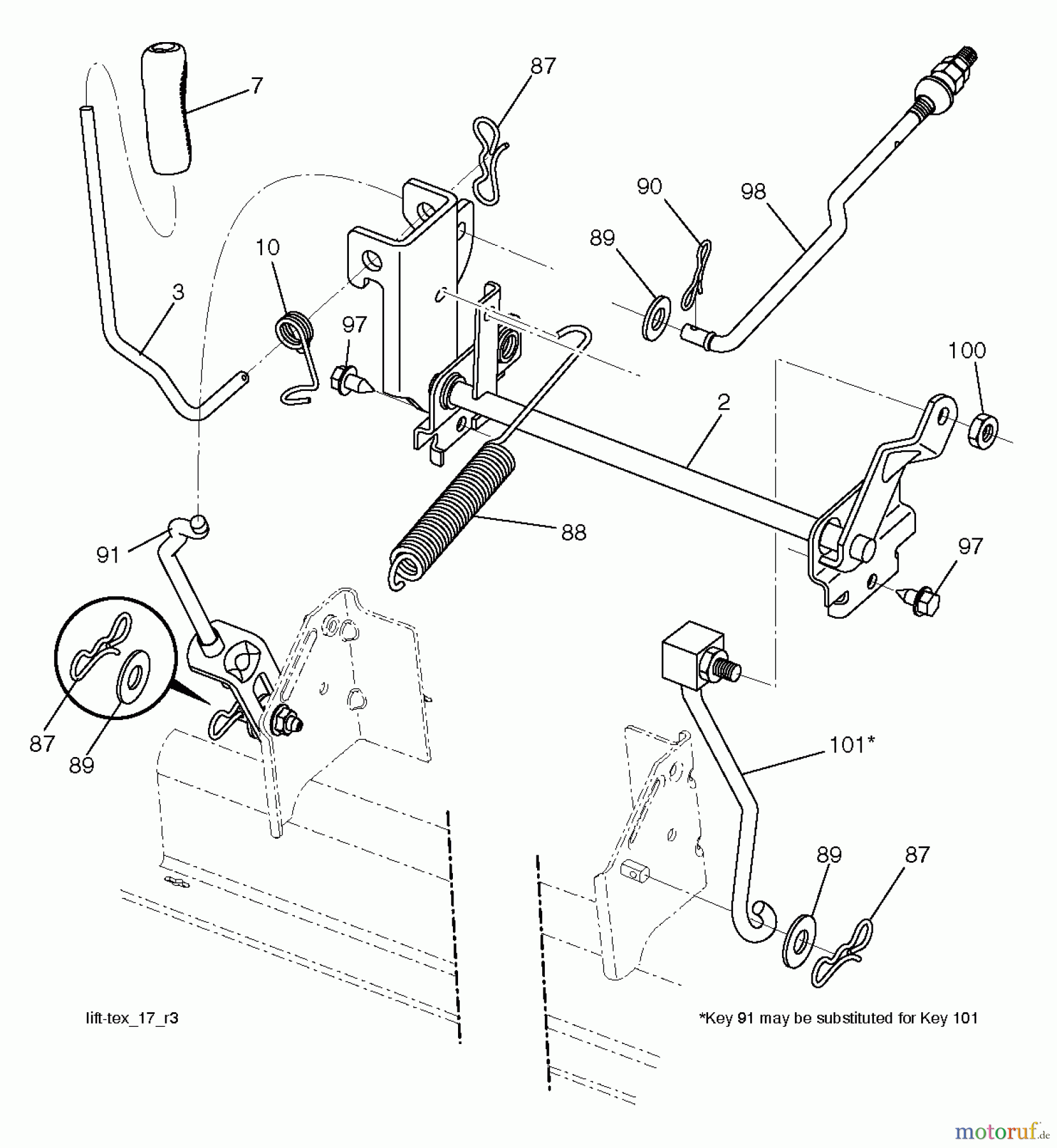 Jonsered Rasen und Garten Traktoren LT2217 A (96041010306) - Jonsered Lawn & Garden Tractor (2012-08) MOWER LIFT / DECK LIFT