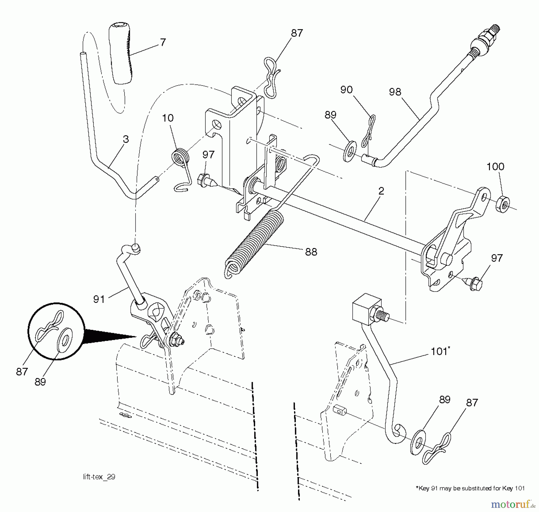 Jonsered Rasen und Garten Traktoren LT2217 A (96041010307) - Jonsered Lawn & Garden Tractor (2013-05) MOWER LIFT / DECK LIFT