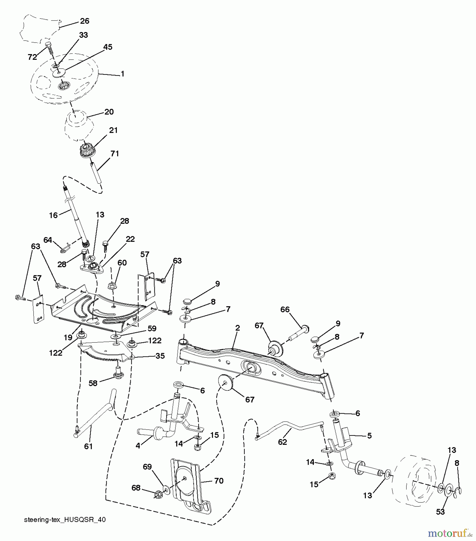 Jonsered Rasen und Garten Traktoren LT2217 A (96041010307) - Jonsered Lawn & Garden Tractor (2013-05) STEERING