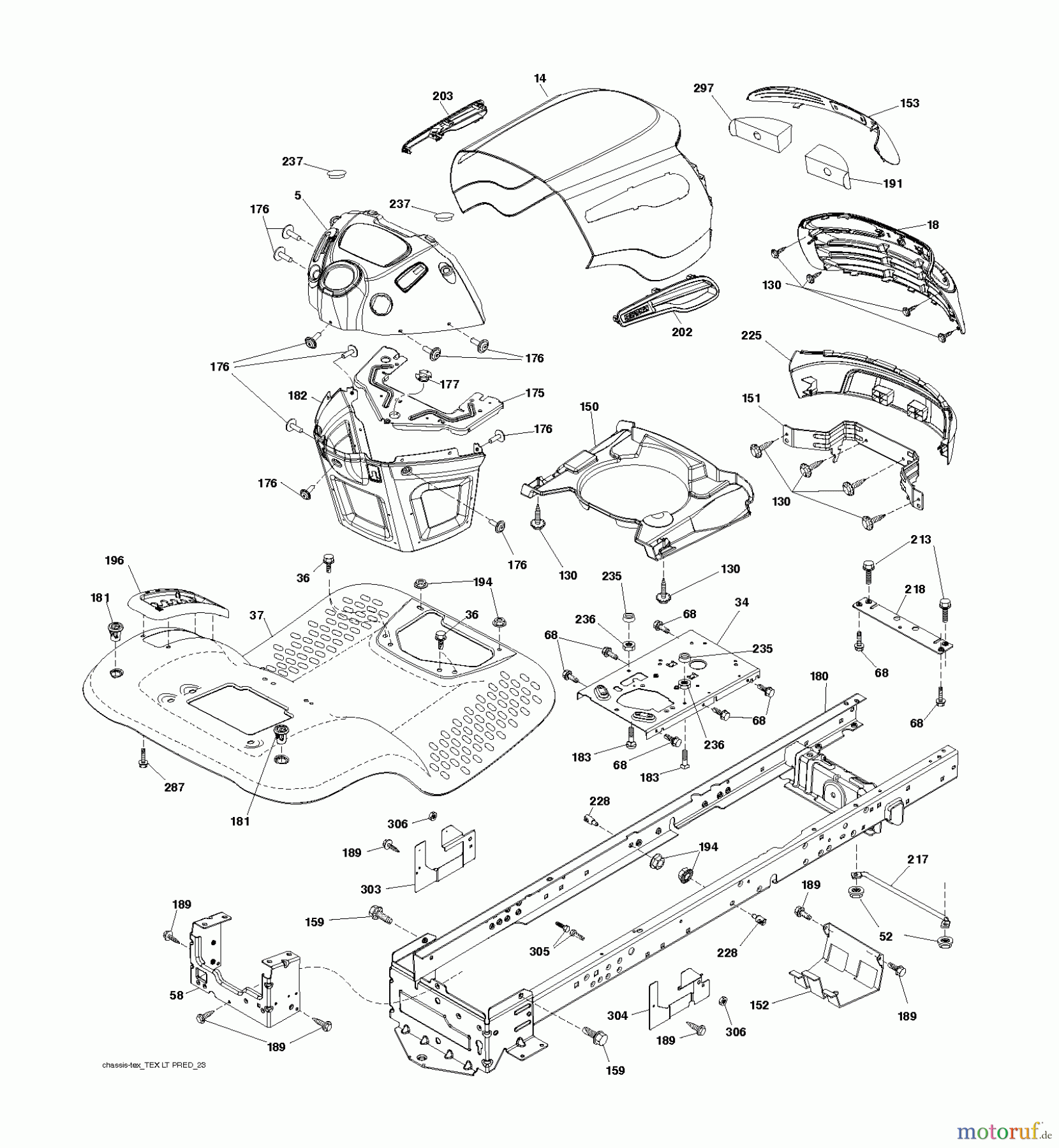 Jonsered Rasen und Garten Traktoren LT2217 A (96041010400) - Jonsered Lawn & Garden Tractor (2009-01) CHASSIS ENCLOSURES