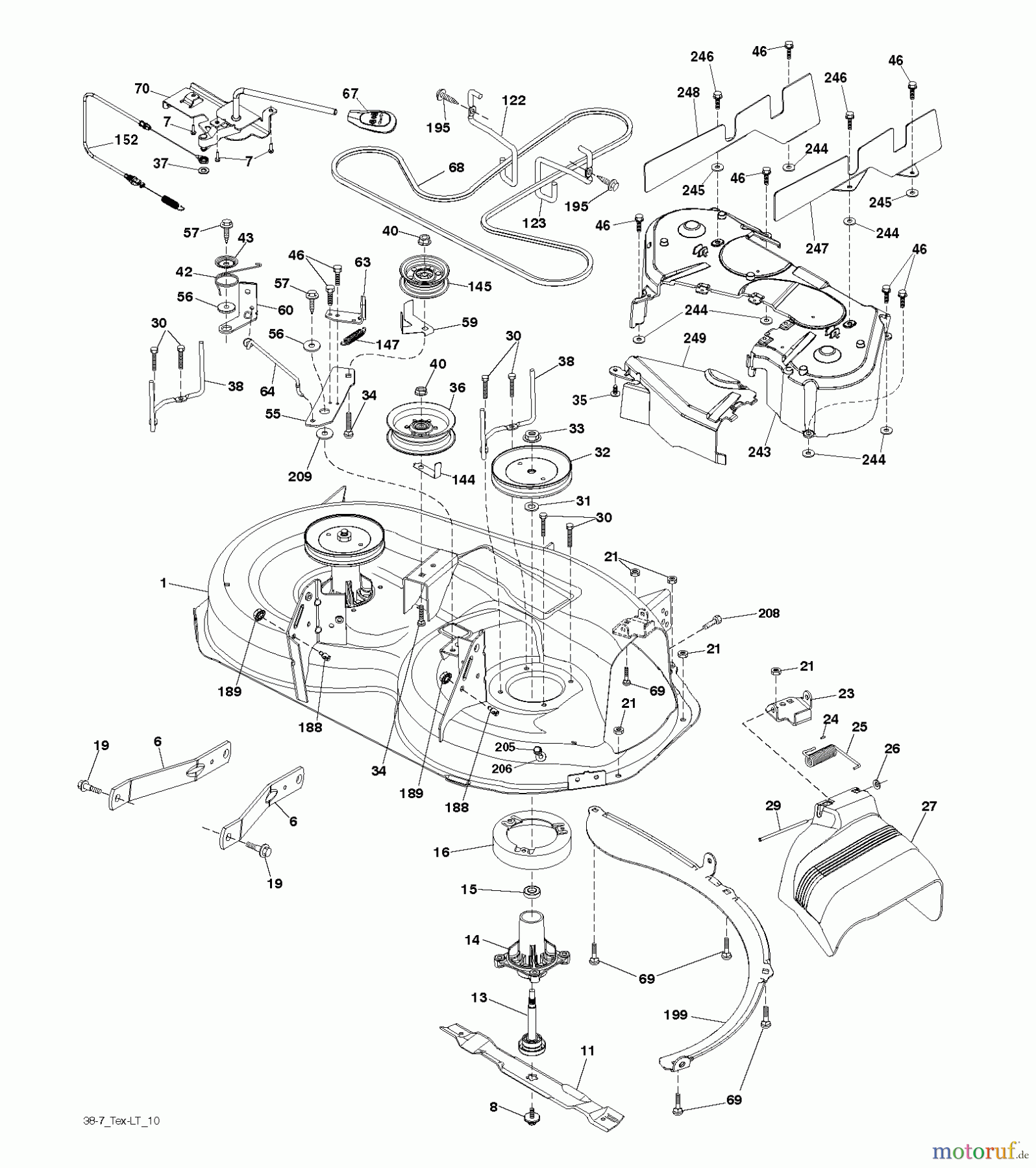 Jonsered Rasen und Garten Traktoren LT2217 A (96041010400) - Jonsered Lawn & Garden Tractor (2009-01) MOWER DECK / CUTTING DECK