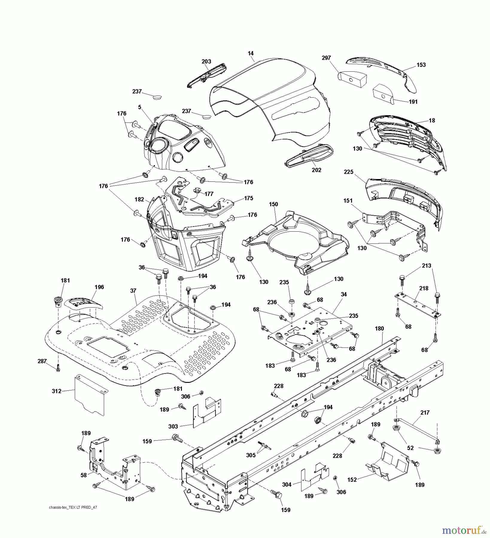 Jonsered Rasen und Garten Traktoren LT2217 A (96041010401) - Jonsered Lawn & Garden Tractor (2010-01) CHASSIS ENCLOSURES