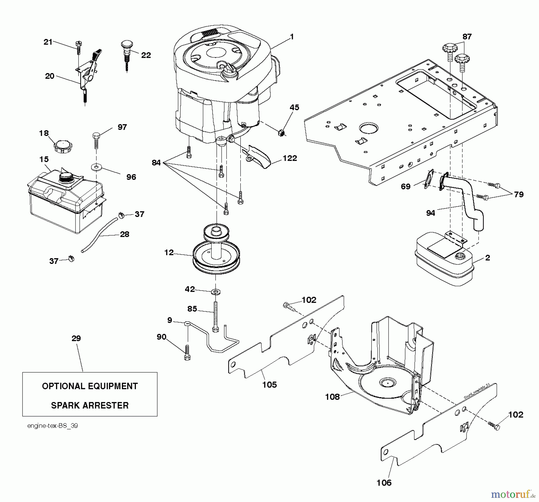 Jonsered Rasen und Garten Traktoren LT2217 A (96041010401) - Jonsered Lawn & Garden Tractor (2010-01) ENGINE