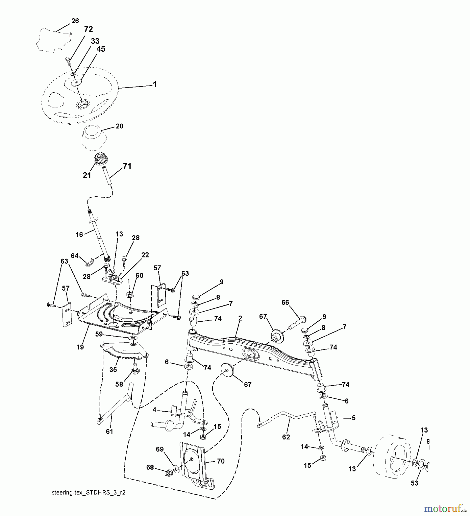  Jonsered Rasen  und Garten Traktoren LT2217 A (96041010401) - Jonsered Lawn & Garden Tractor (2010-01) STEERING
