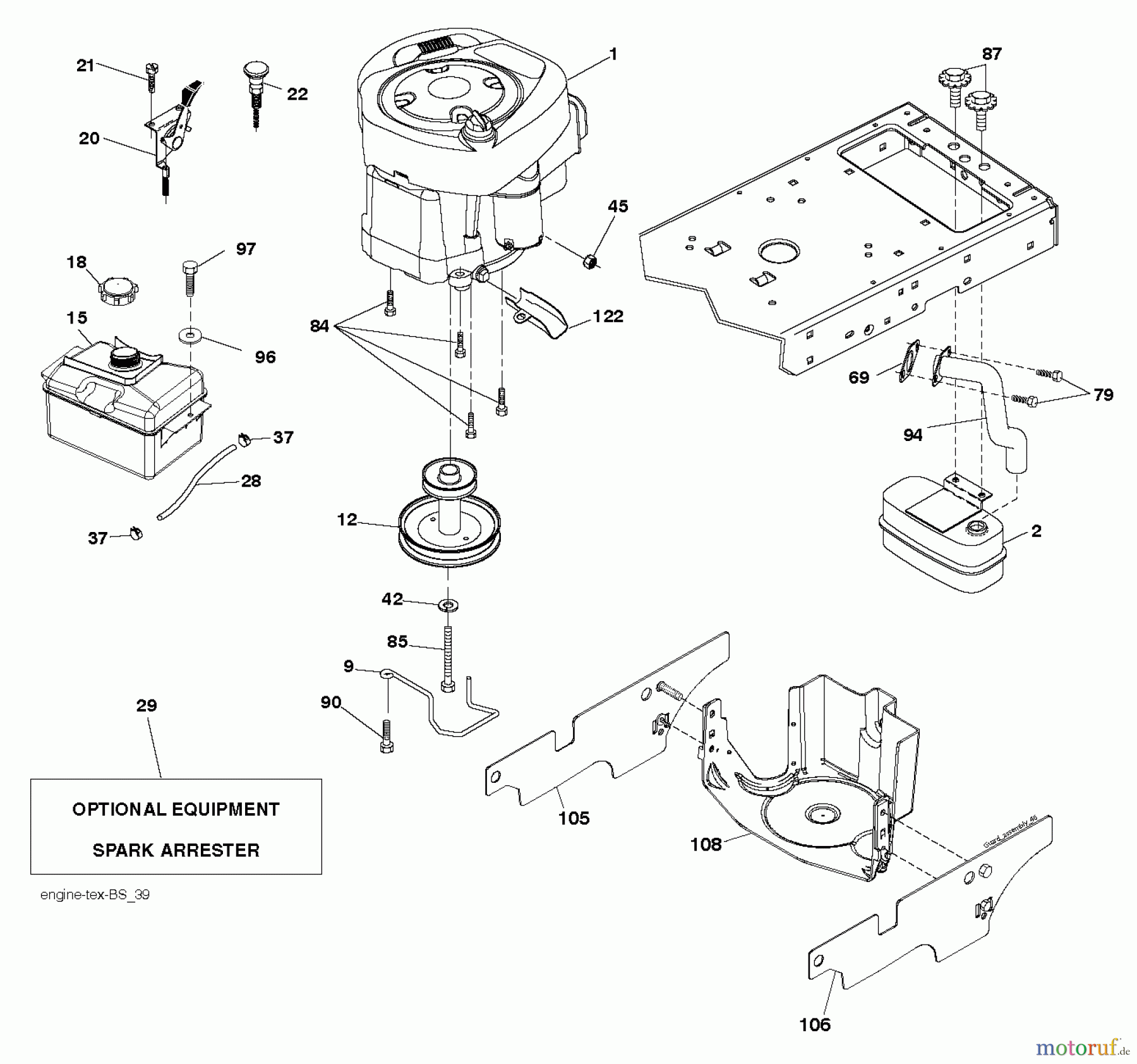 Jonsered Rasen und Garten Traktoren LT2217 A (96041010402) - Jonsered Lawn & Garden Tractor (2010-04) ENGINE