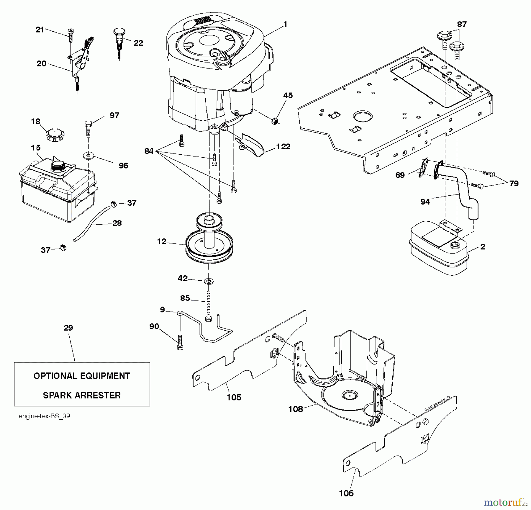 Jonsered Rasen und Garten Traktoren LT2217 A (96041010403) - Jonsered Lawn & Garden Tractor (2010-08) ENGINE