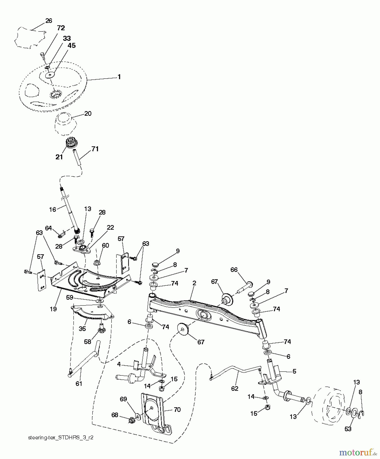 Jonsered Rasen und Garten Traktoren LT2217 A (96041010403) - Jonsered Lawn & Garden Tractor (2010-08) STEERING