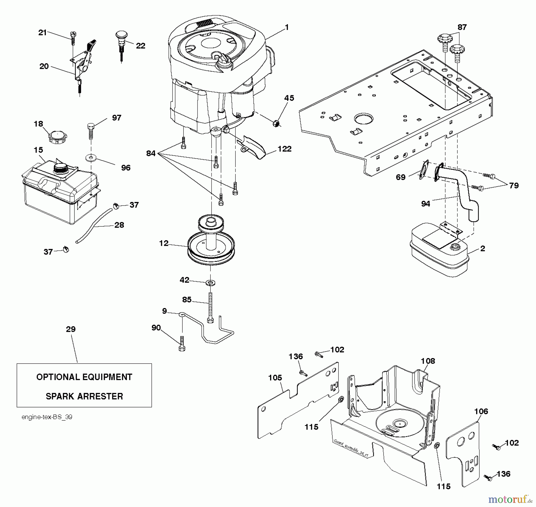 Jonsered Rasen und Garten Traktoren LT2217 A (96041010404) - Jonsered Lawn & Garden Tractor (2011-04) ENGINE