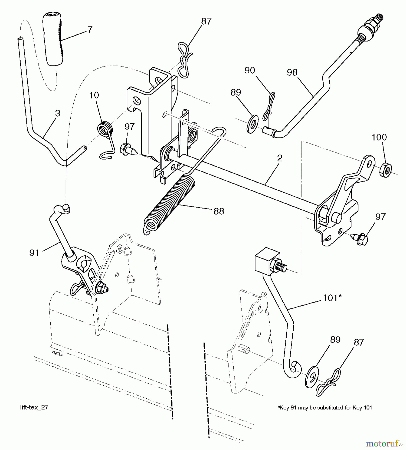  Jonsered Rasen  und Garten Traktoren LT2217 A (96041010404) - Jonsered Lawn & Garden Tractor (2011-04) MOWER LIFT / DECK LIFT