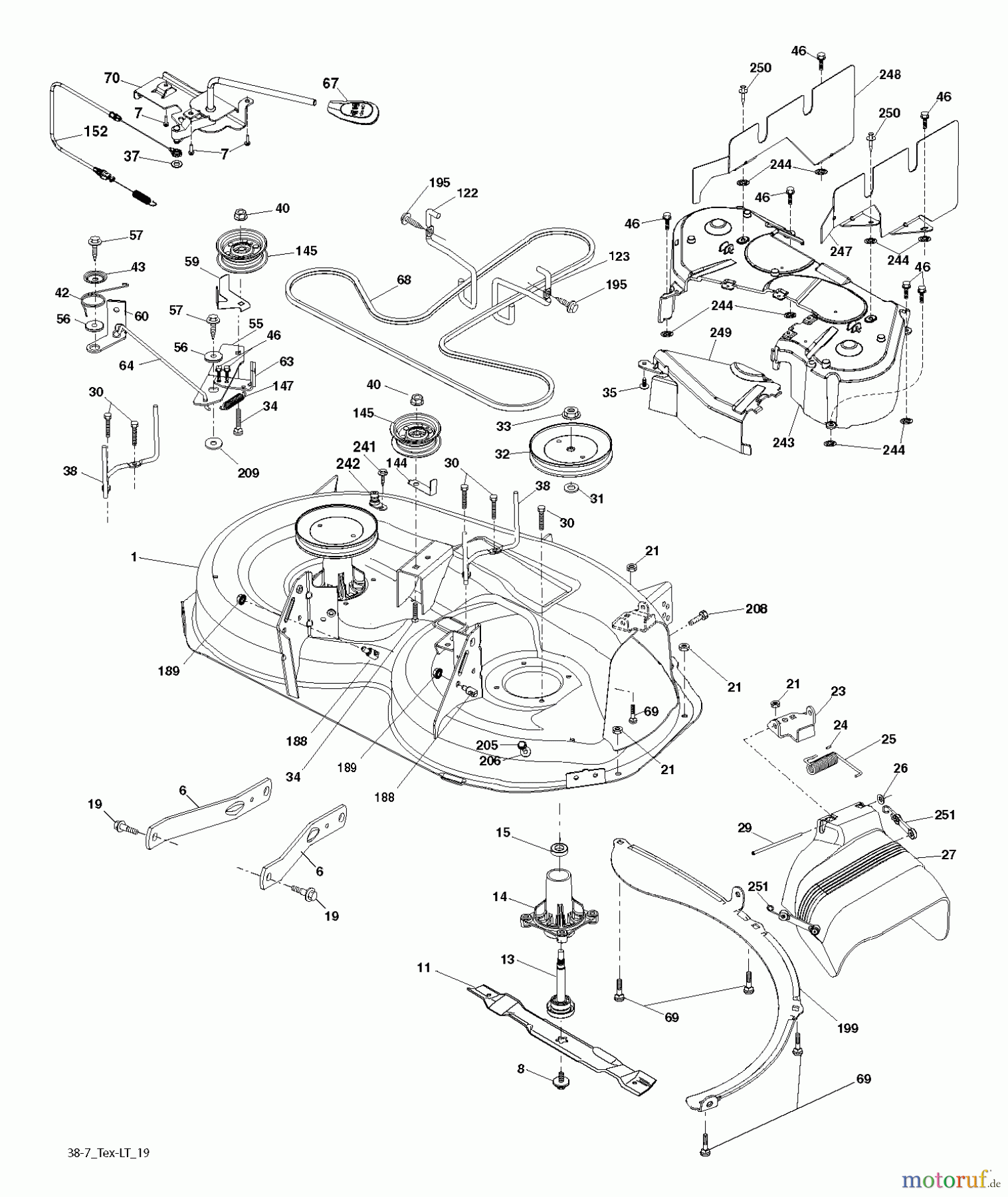 Jonsered Rasen und Garten Traktoren LT2217 A (96041010407) - Jonsered Lawn & Garden Tractor (2013-05) MOWER DECK / CUTTING DECK