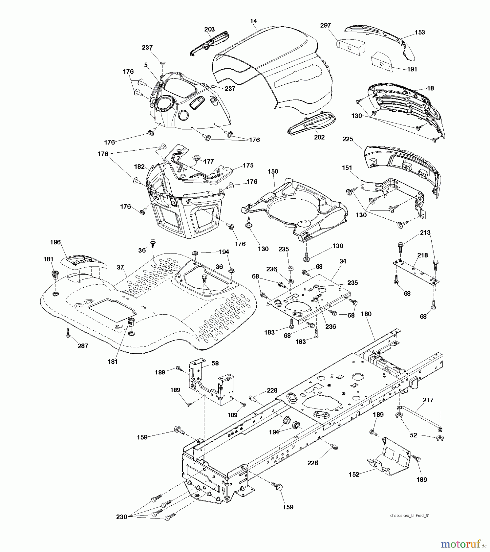 Jonsered Rasen und Garten Traktoren LT2217 A (96041011300) - Jonsered Lawn & Garden Tractor (2009-01) CHASSIS ENCLOSURES