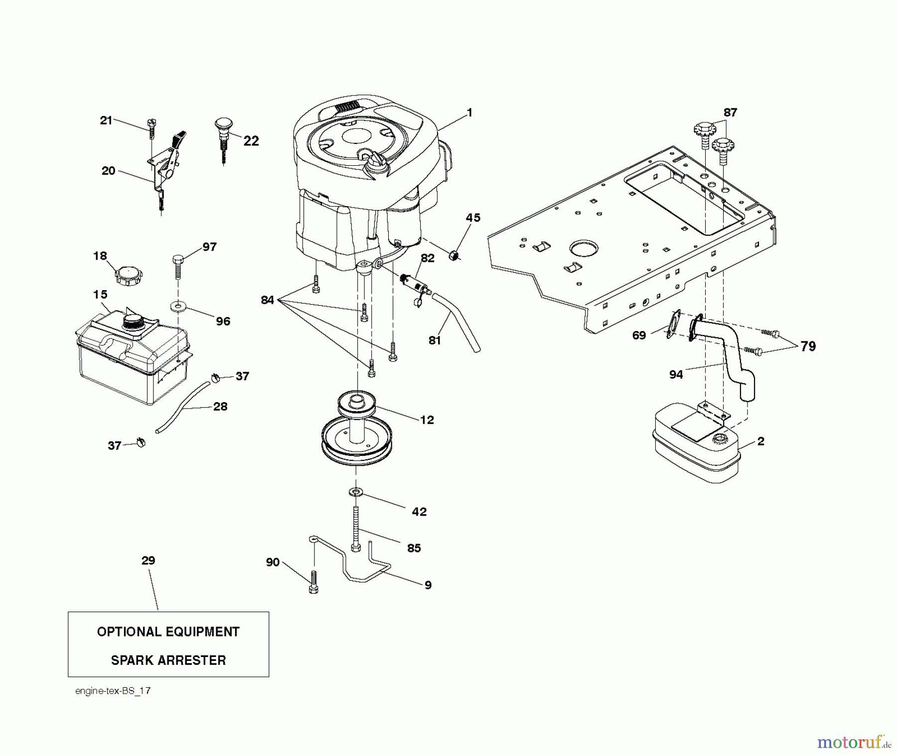 Jonsered Rasen und Garten Traktoren LT2217 A (96041011300) - Jonsered Lawn & Garden Tractor (2009-01) ENGINE
