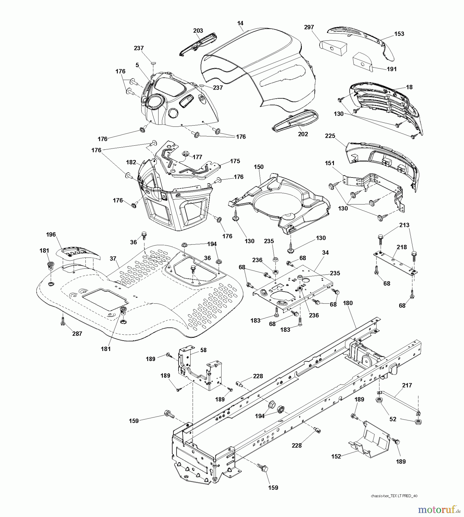 Jonsered Rasen und Garten Traktoren LT2217 A (96041011301) - Jonsered Lawn & Garden Tractor (2009-10) CHASSIS ENCLOSURES