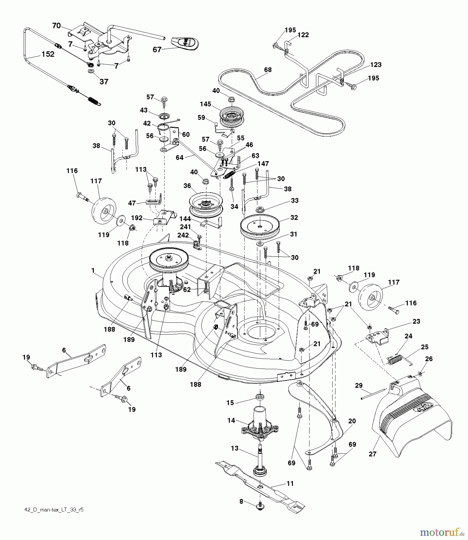 Jonsered Rasen und Garten Traktoren LT2217 A (96041011301) - Jonsered Lawn & Garden Tractor (2009-10) MOWER DECK / CUTTING DECK