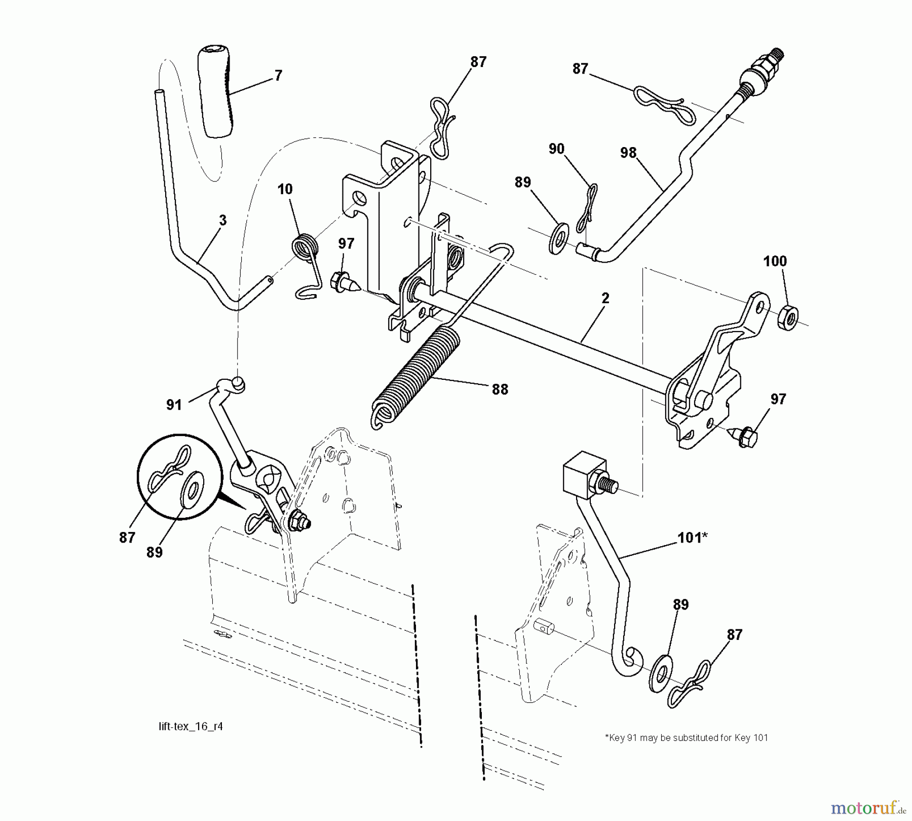  Jonsered Rasen  und Garten Traktoren LT2217 A (96041011301) - Jonsered Lawn & Garden Tractor (2009-10) MOWER LIFT / DECK LIFT