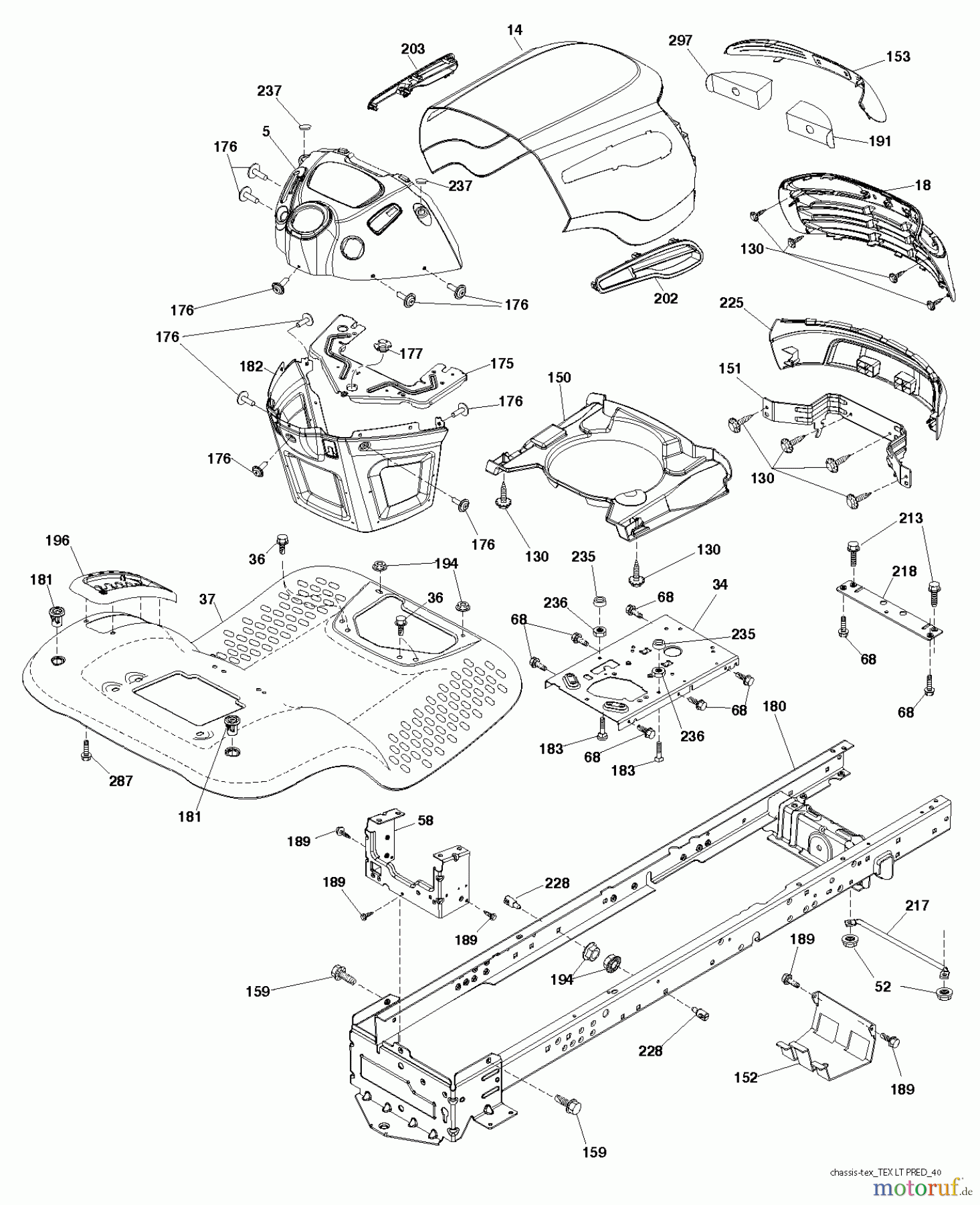  Jonsered Rasen  und Garten Traktoren LT2217 A (96041011302) - Jonsered Lawn & Garden Tractor (2010-04) CHASSIS ENCLOSURES