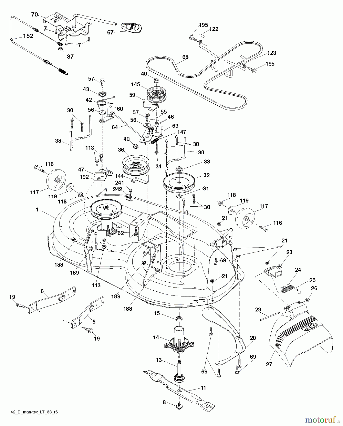  Jonsered Rasen  und Garten Traktoren LT2217 A (96041011302) - Jonsered Lawn & Garden Tractor (2010-04) MOWER DECK / CUTTING DECK