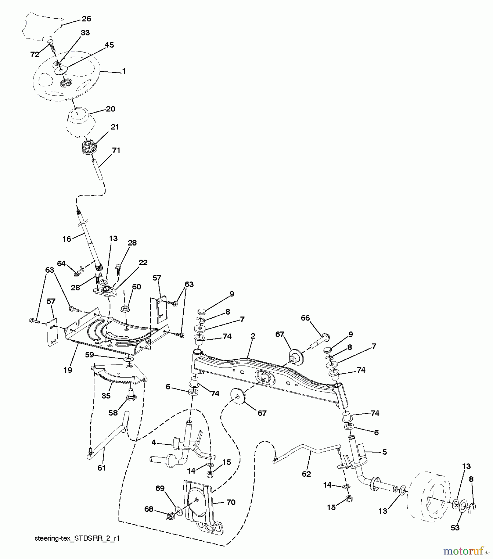  Jonsered Rasen  und Garten Traktoren LT2217 A (96041011302) - Jonsered Lawn & Garden Tractor (2010-04) STEERING