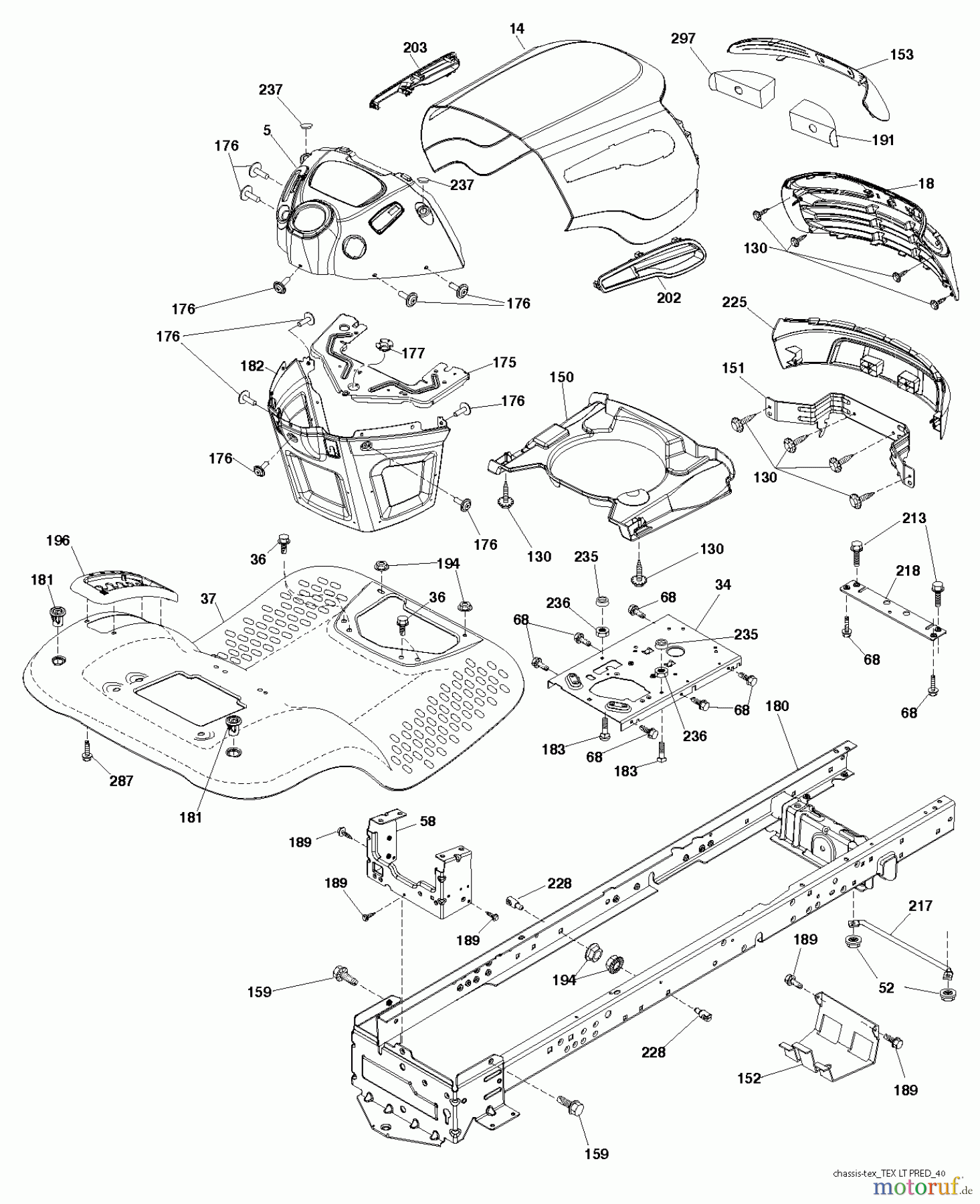 Jonsered Rasen und Garten Traktoren LT2217 A (96041011303) - Jonsered Lawn & Garden Tractor (2011-05) CHASSIS ENCLOSURES