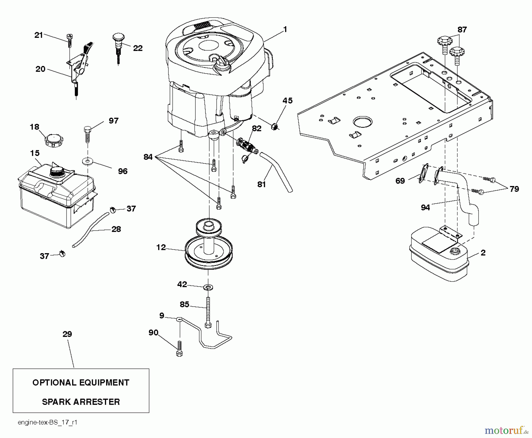  Jonsered Rasen  und Garten Traktoren LT2217 A (96041011303) - Jonsered Lawn & Garden Tractor (2011-05) ENGINE