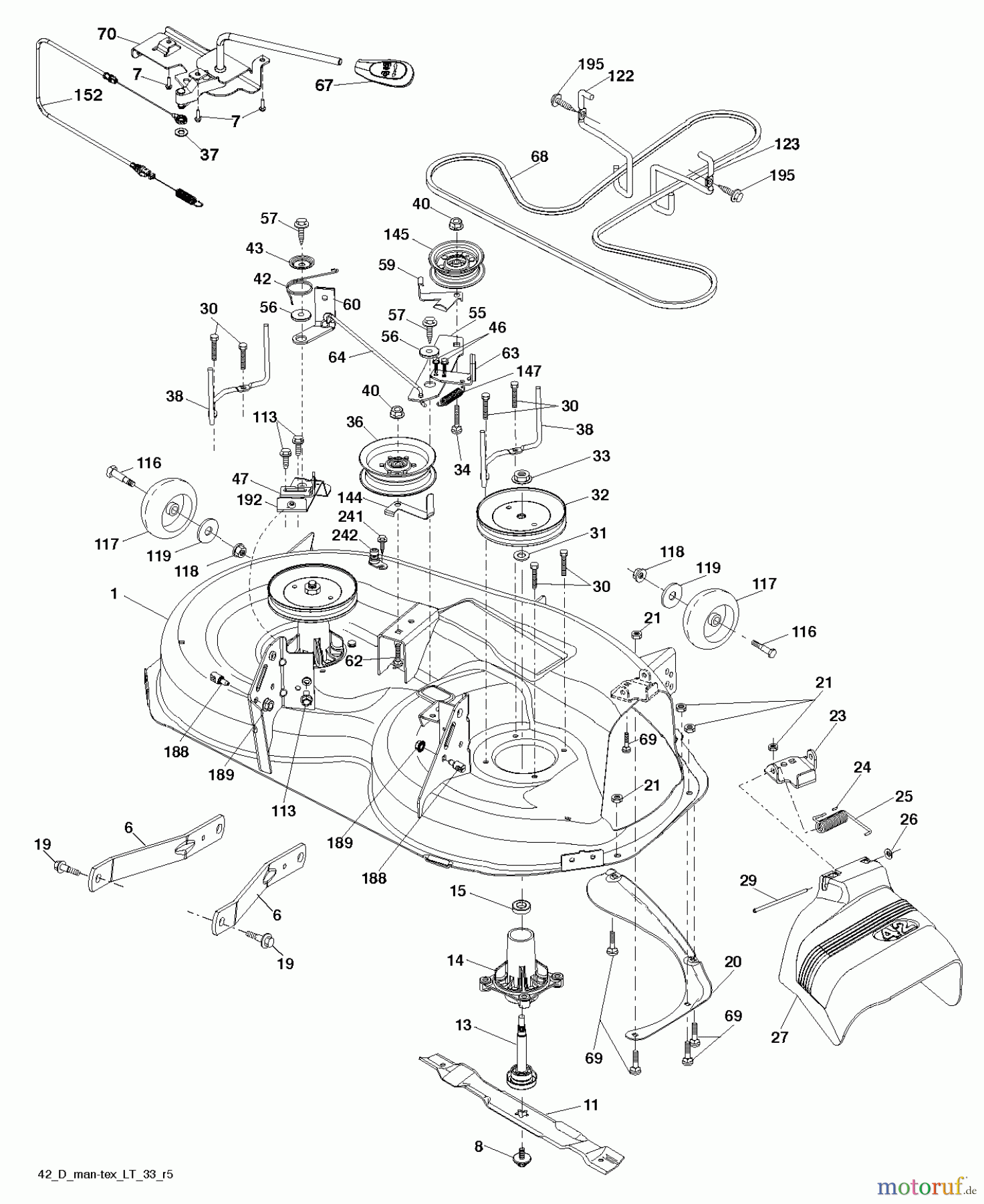  Jonsered Rasen  und Garten Traktoren LT2217 A (96041011306) - Jonsered Lawn & Garden Tractor (2013-05) MOWER DECK / CUTTING DECK