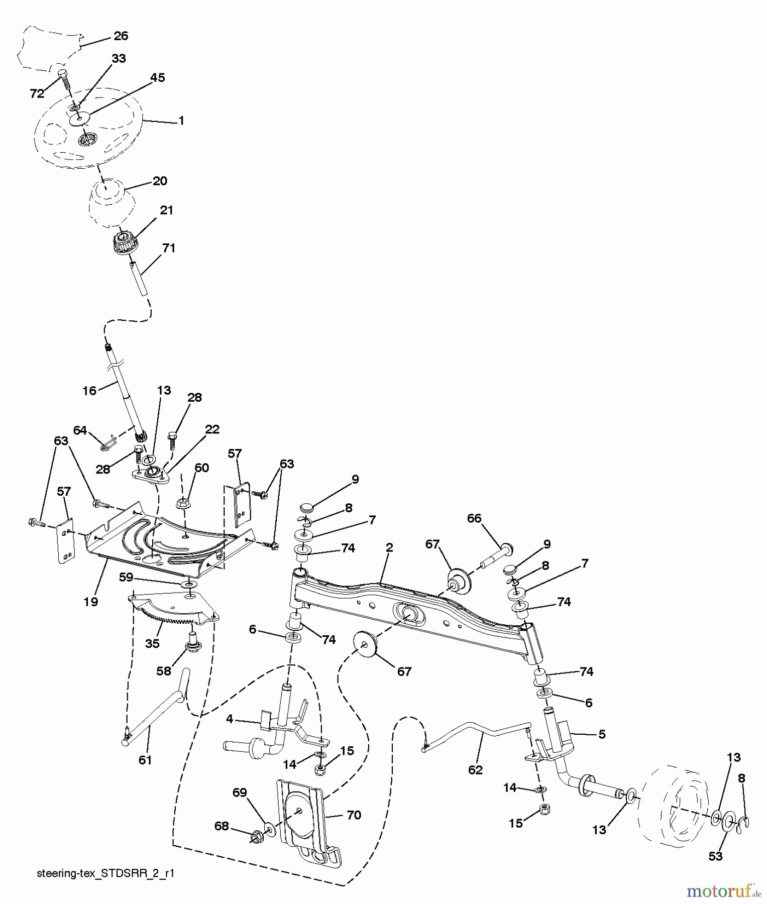 Jonsered Rasen und Garten Traktoren LT2217 A (96041011304) - Jonsered Lawn & Garden Tractor (2011-09) STEERING