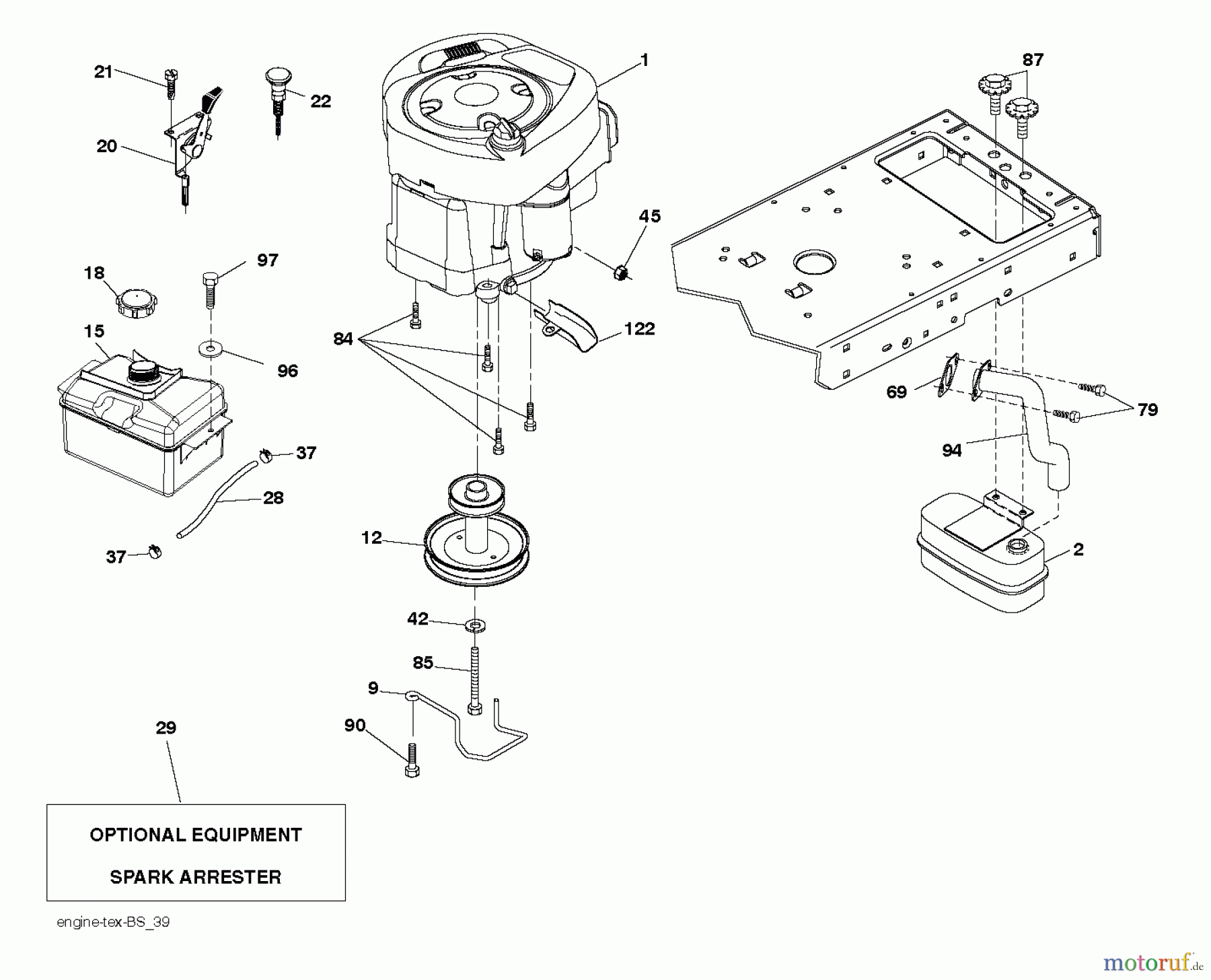 Jonsered Rasen und Garten Traktoren LT2217 A (96041011306) - Jonsered Lawn & Garden Tractor (2013-05) ENGINE
