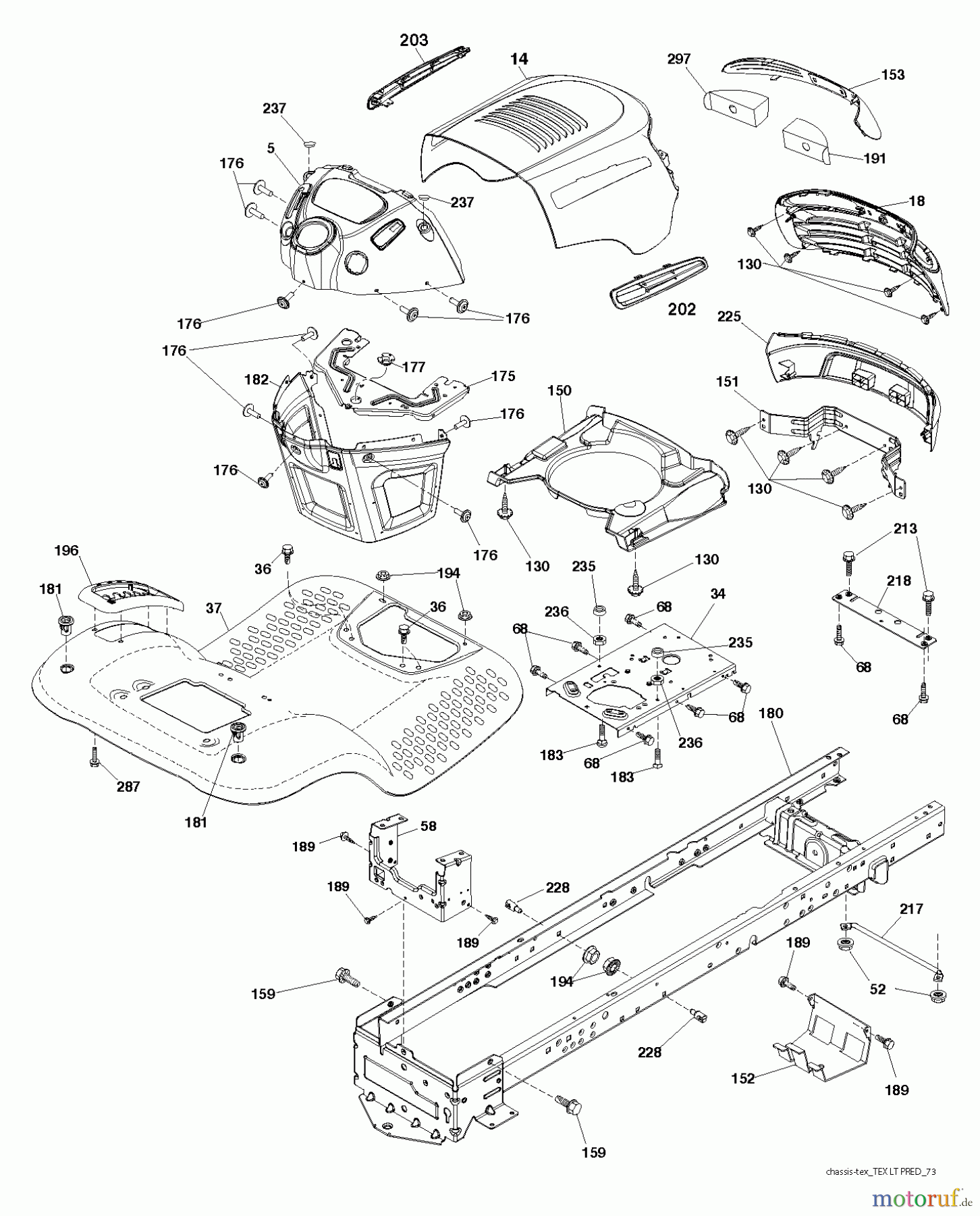 Jonsered Rasen und Garten Traktoren LT2217 A (96041011305) - Jonsered Lawn & Garden Tractor (2012-08) CHASSIS ENCLOSURES