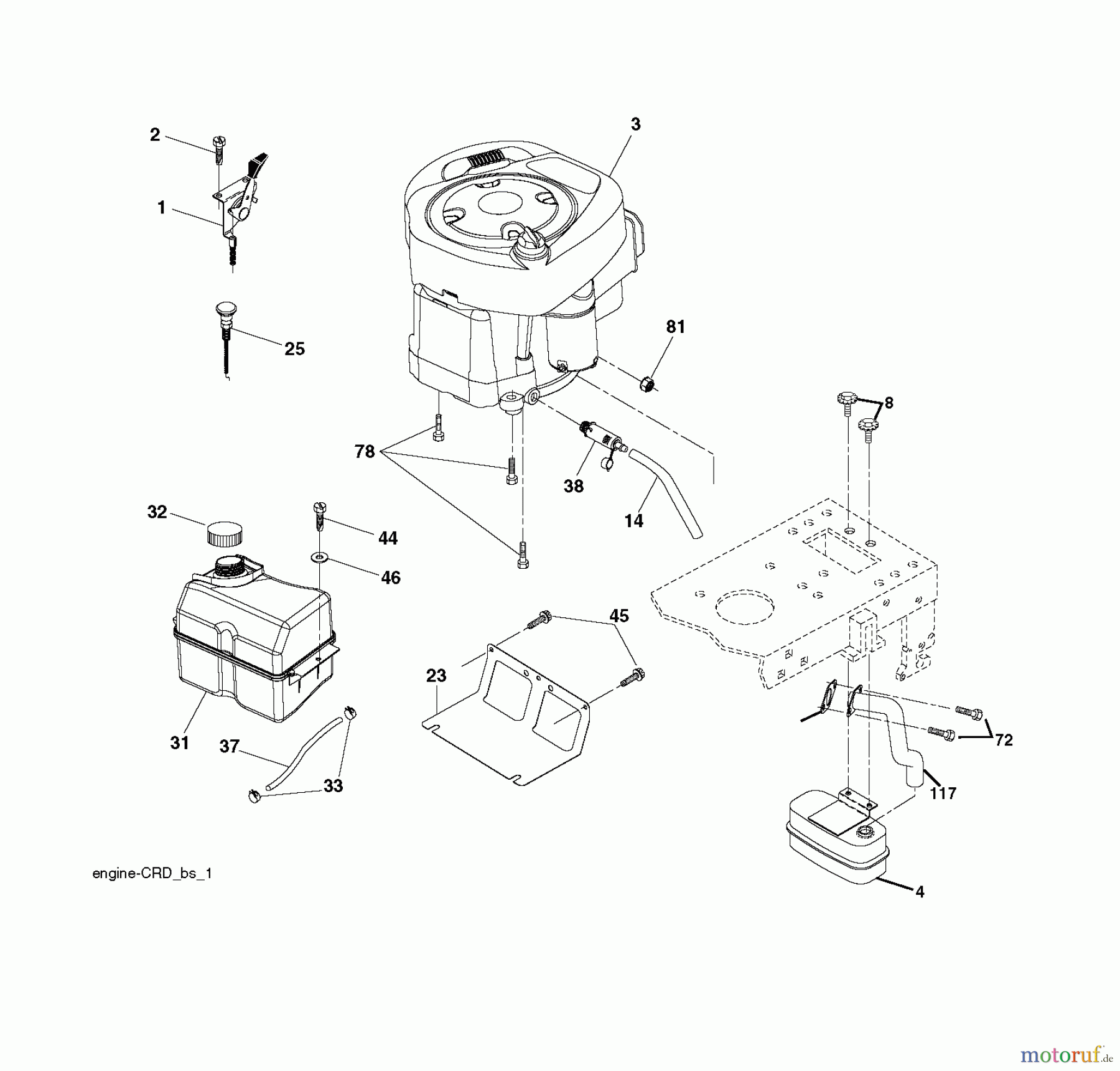 Jonsered Rasen und Garten Traktoren LT2217 CMA (96061019603) - Jonsered Lawn & Garden Tractor (2008-01) ENGINE