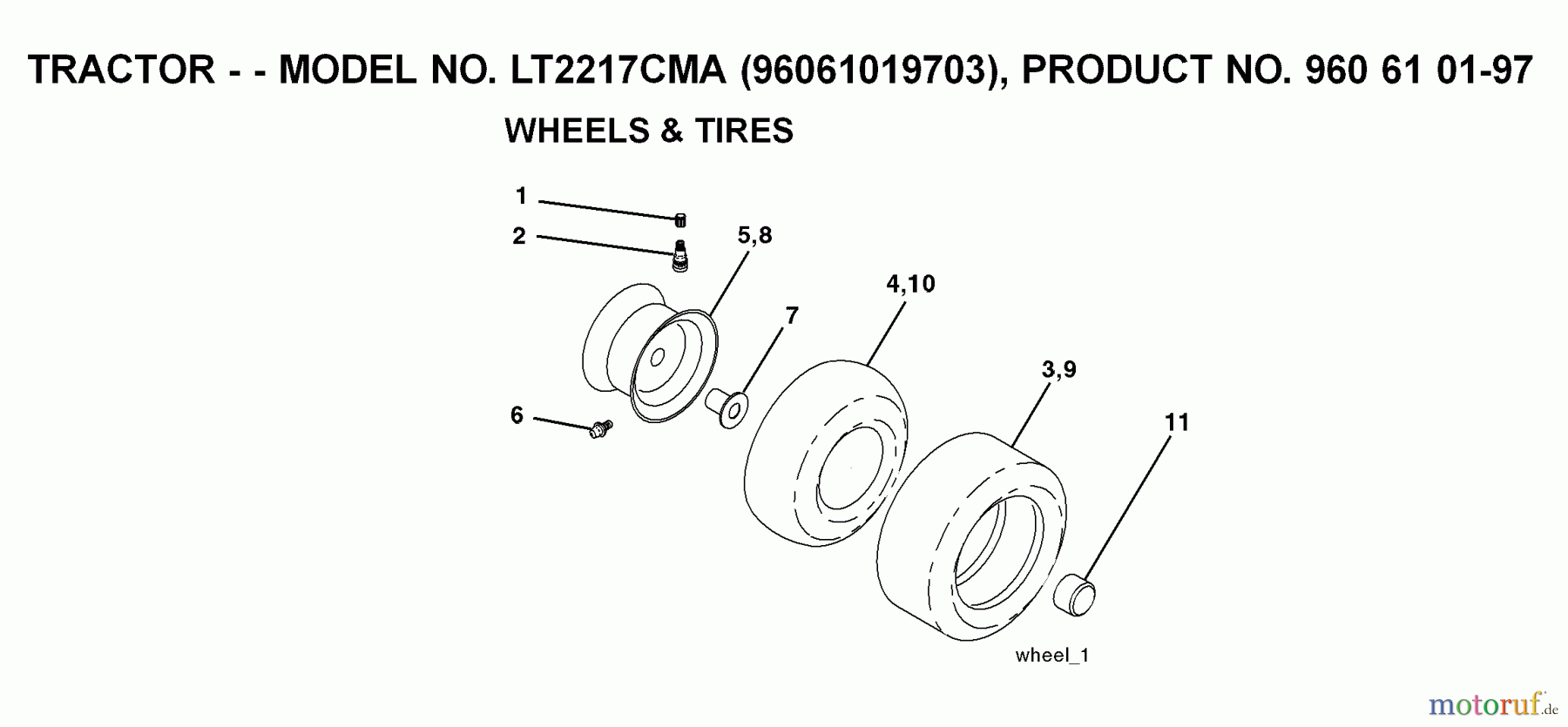  Jonsered Rasen  und Garten Traktoren LT2217 CMA (96061019703) - Jonsered Lawn & Garden Tractor (2008-02) WHEELS TIRES
