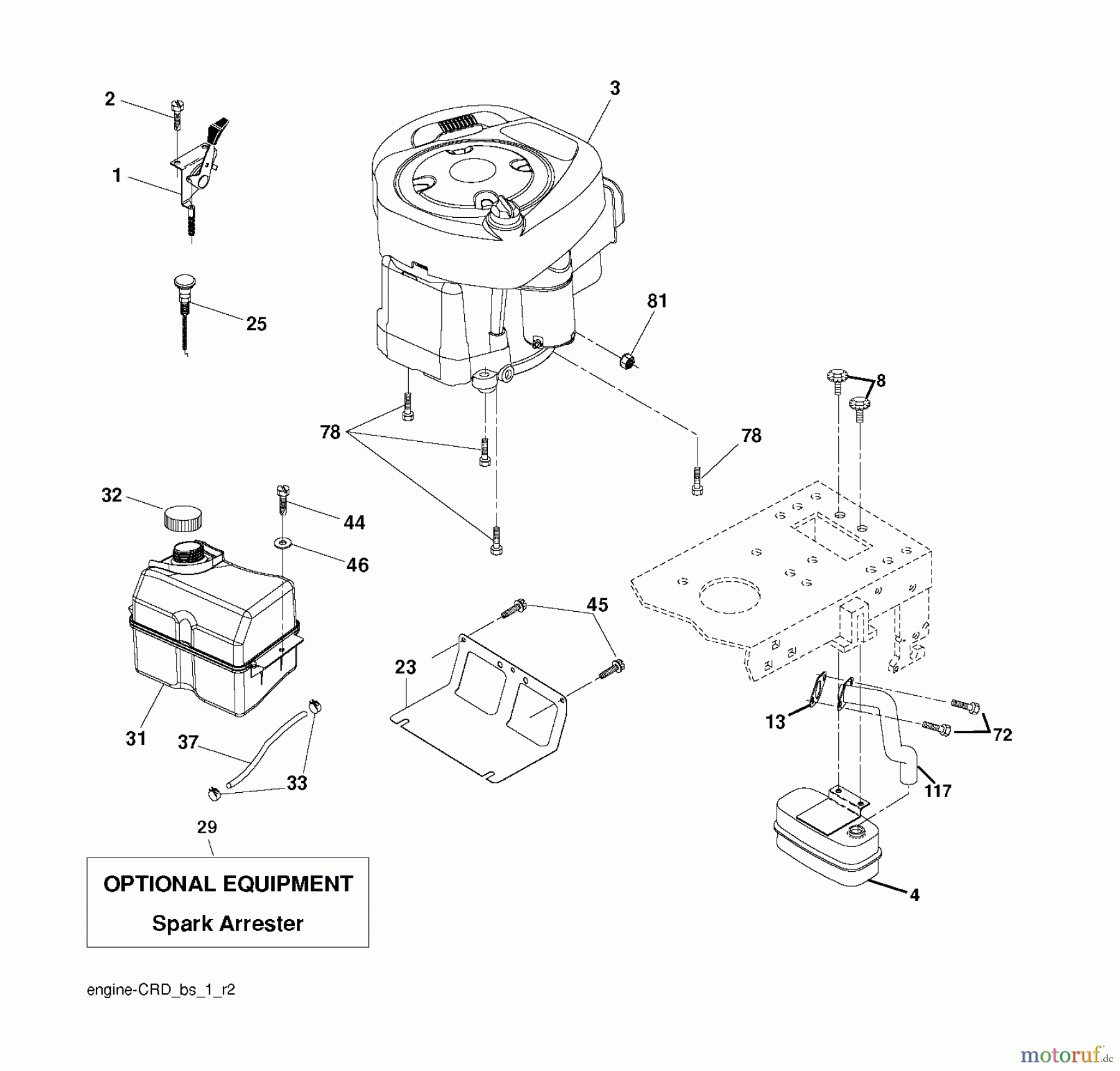  Jonsered Rasen  und Garten Traktoren LT2217 CMA (96061023800) - Jonsered Lawn & Garden Tractor (2008-10) ENGINE
