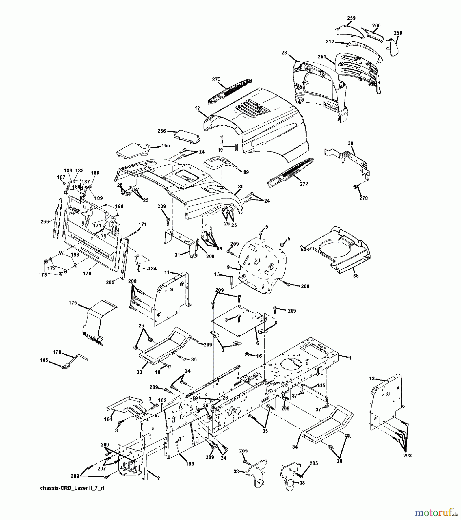 Jonsered Rasen und Garten Traktoren LT2217 CMA (96061027201) - Jonsered Lawn & Garden Tractor (2010-03) CHASSIS ENCLOSURES
