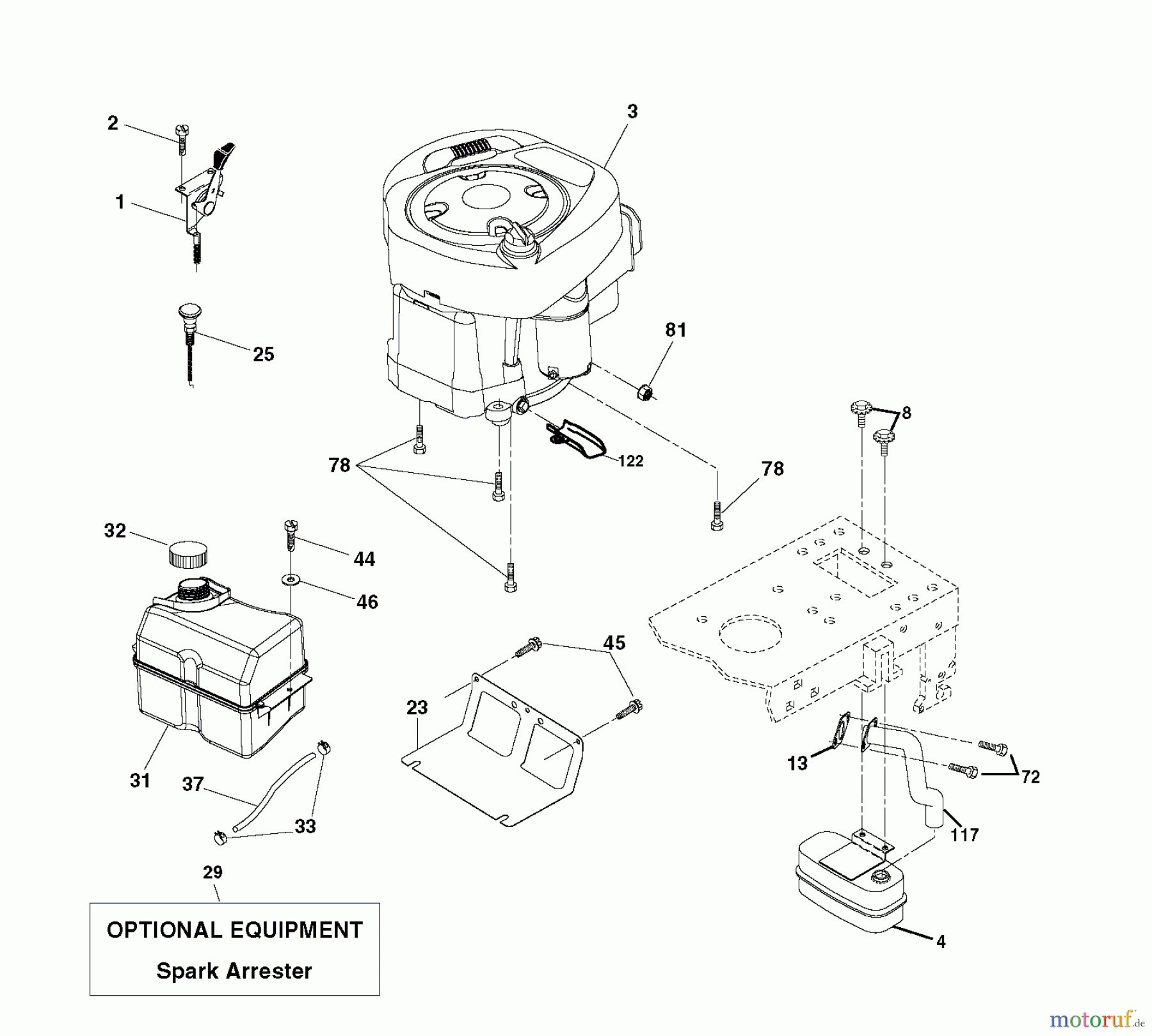 Jonsered Rasen und Garten Traktoren LT2217 CMA (96061027200) - Jonsered Lawn & Garden Tractor (2010-01) ENGINE