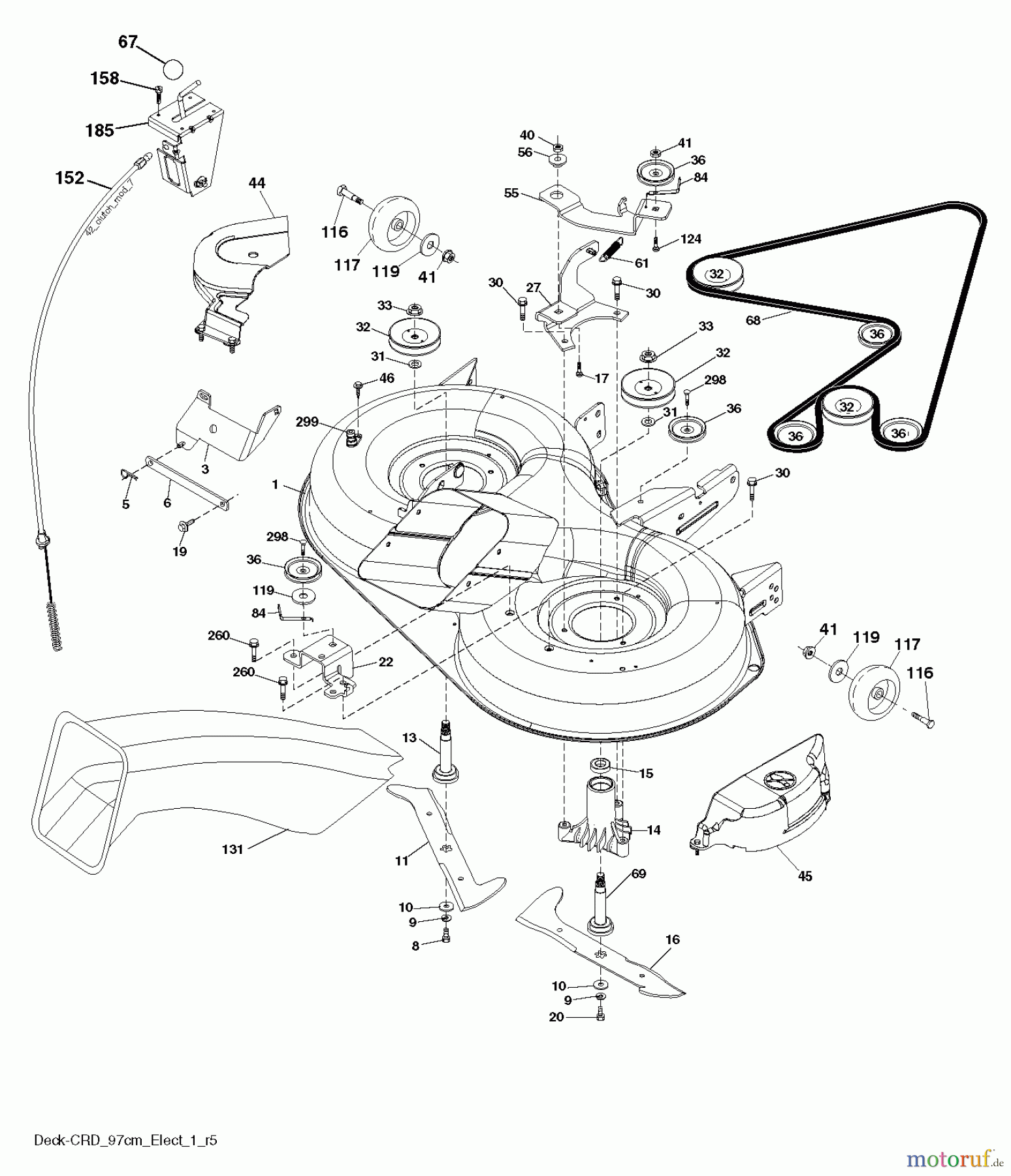 Jonsered Rasen und Garten Traktoren LT2217 CMA (96061027201) - Jonsered Lawn & Garden Tractor (2010-03) MOWER DECK / CUTTING DECK