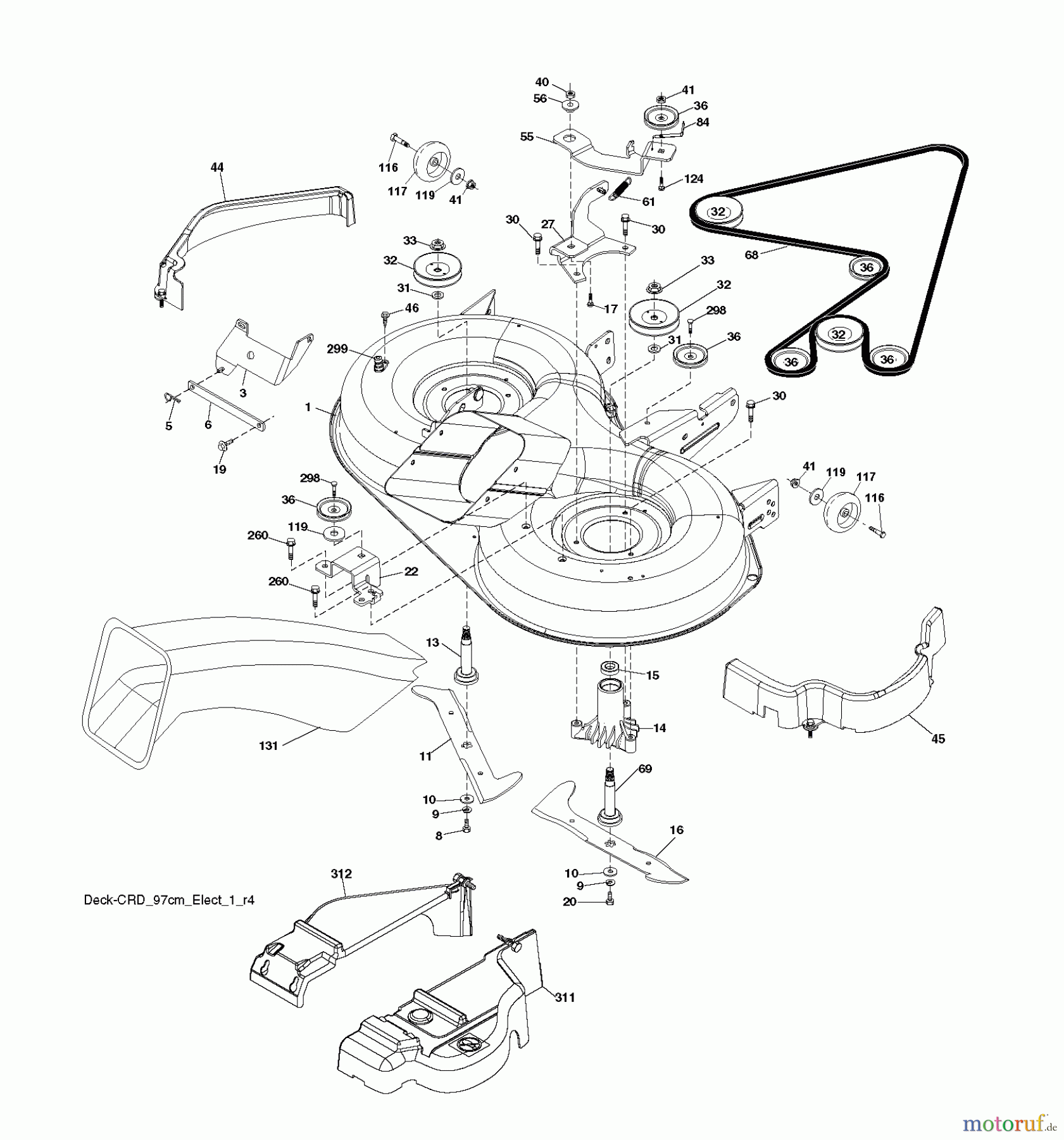 Jonsered Rasen und Garten Traktoren LT2217 CMA (96061027300) - Jonsered Lawn & Garden Tractor (2010-01) MOWER DECK / CUTTING DECK
