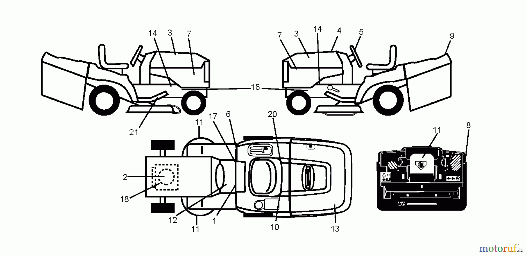 Jonsered Rasen und Garten Traktoren LT2217 CMA (96061027301) - Jonsered Lawn & Garden Tractor (2010-03) DECALS