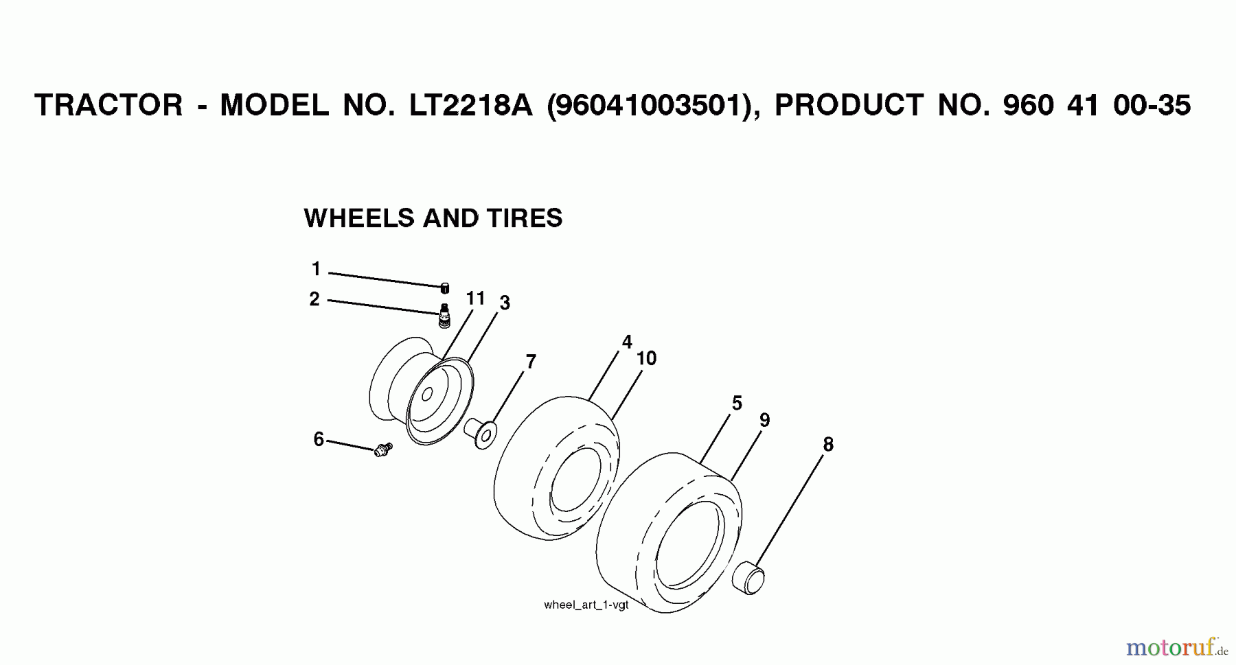 Jonsered Rasen und Garten Traktoren LT2218 A (96041003501) - Jonsered Lawn & Garden Tractor (2008-08) WHEELS TIRES