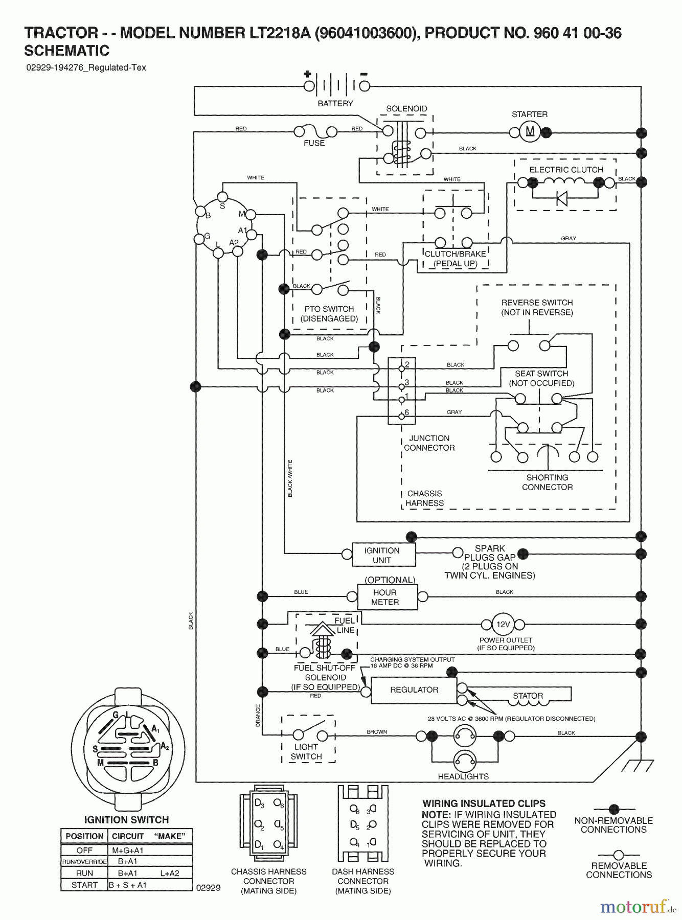 Jonsered Rasen und Garten Traktoren LT2218 A (96041003600) - Jonsered Lawn & Garden Tractor (2007-04) SCHEMATIC