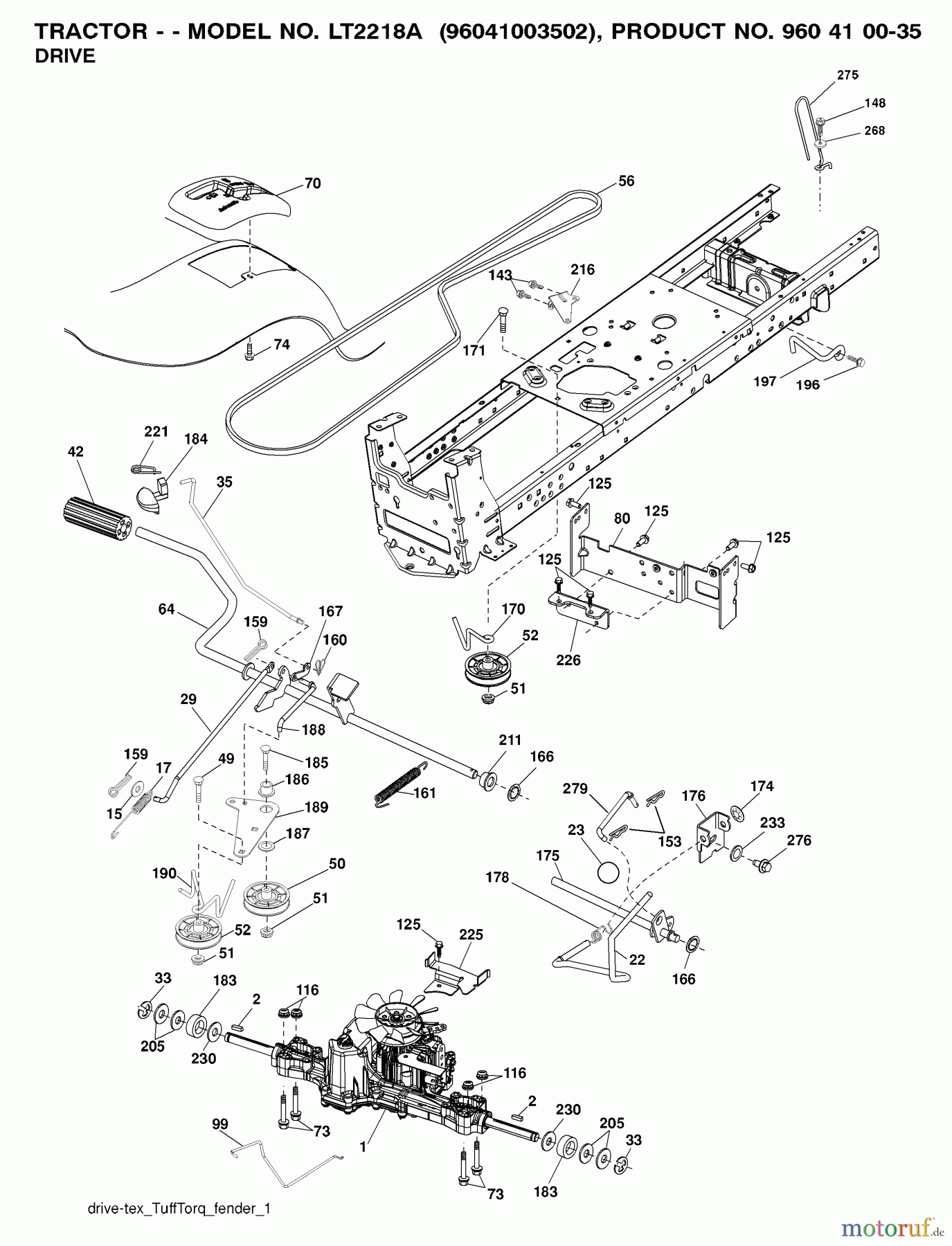Jonsered Rasen und Garten Traktoren LT2218 A (96041003601) - Jonsered Lawn & Garden Tractor (2007-10) DRIVE