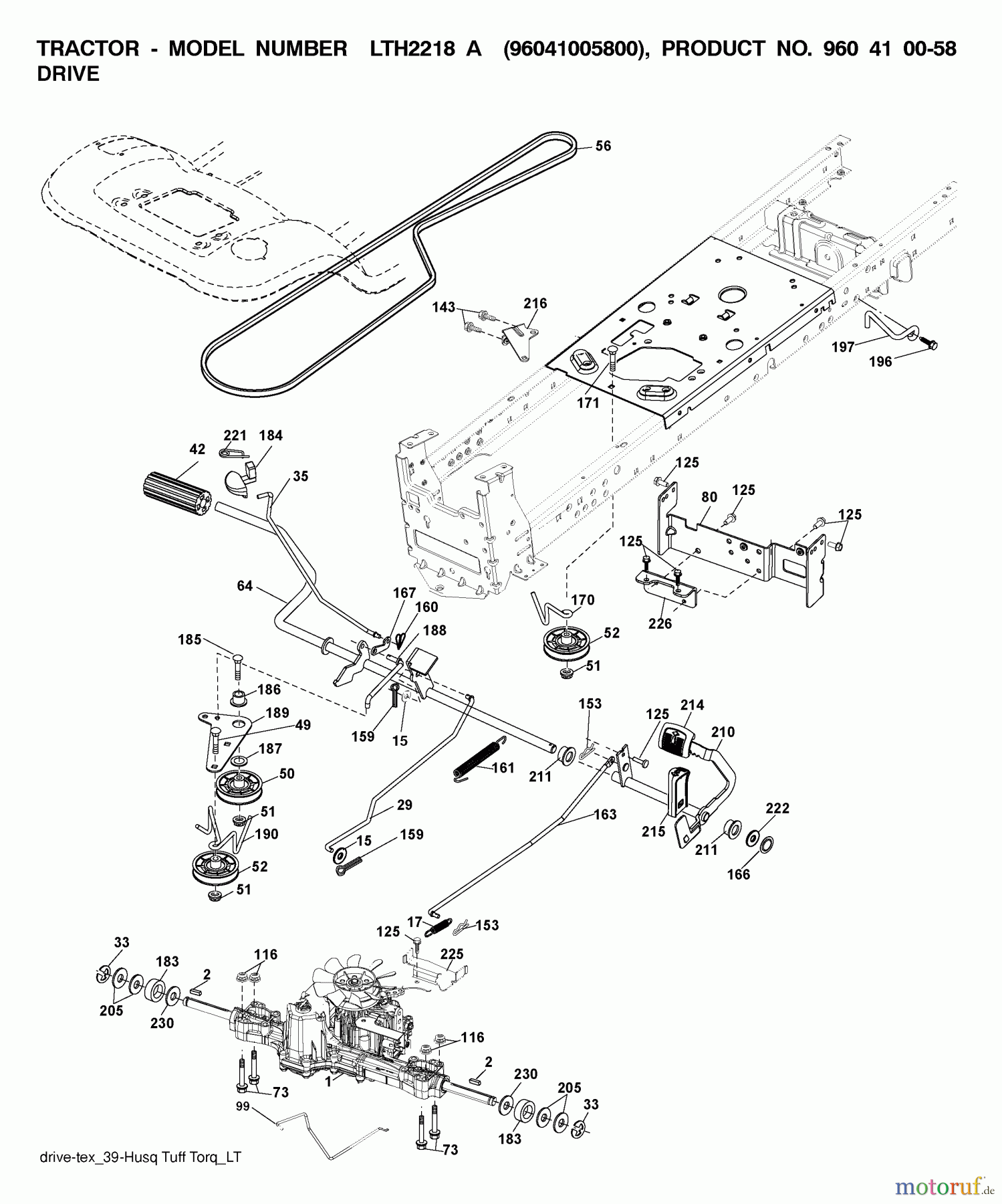 Jonsered Rasen und Garten Traktoren LT2218 A (96041005800) - Jonsered Lawn & Garden Tractor (2007-04) DRIVE