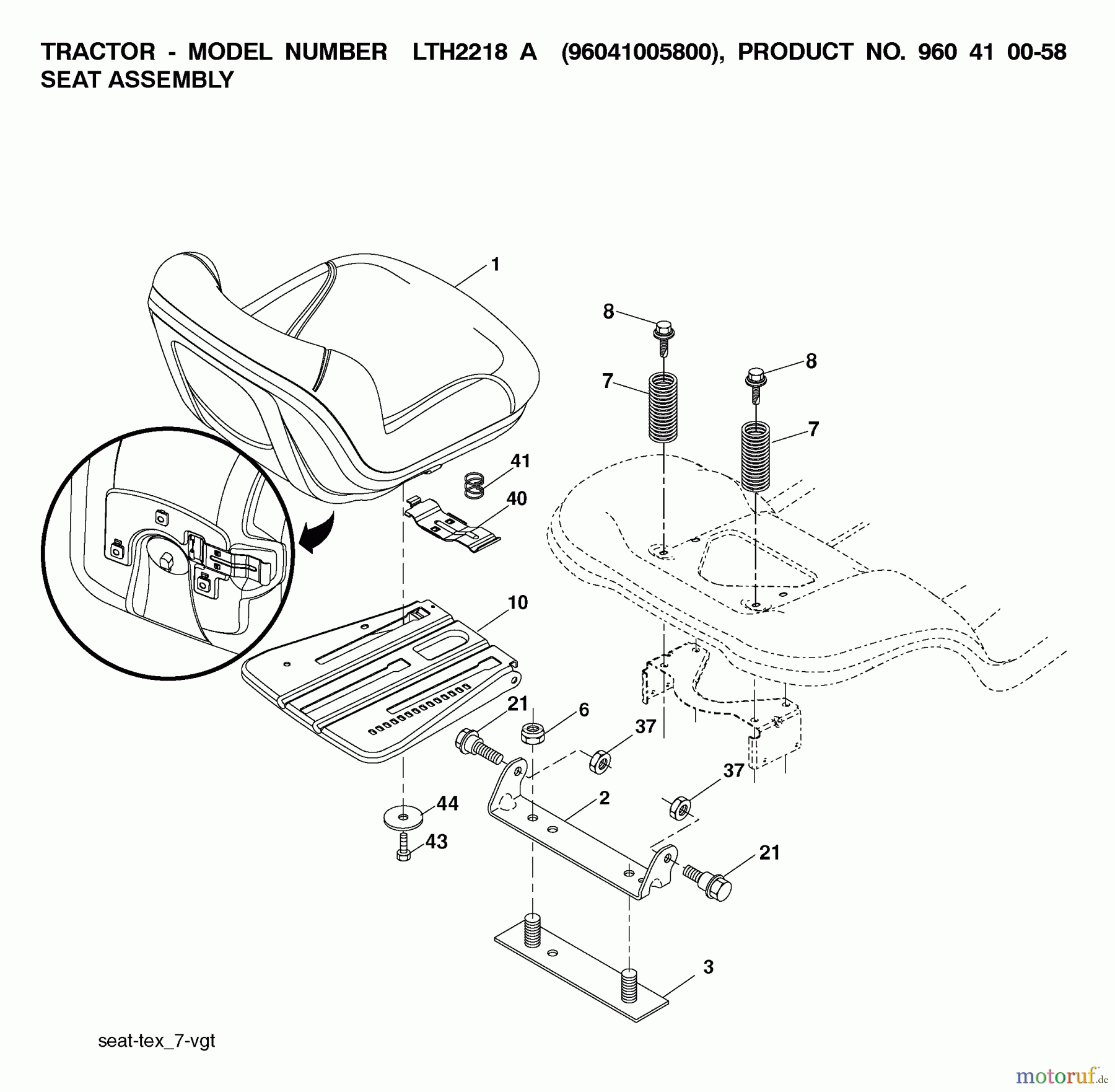 Jonsered Rasen und Garten Traktoren LT2218 A (96041005800) - Jonsered Lawn & Garden Tractor (2007-04) SEAT