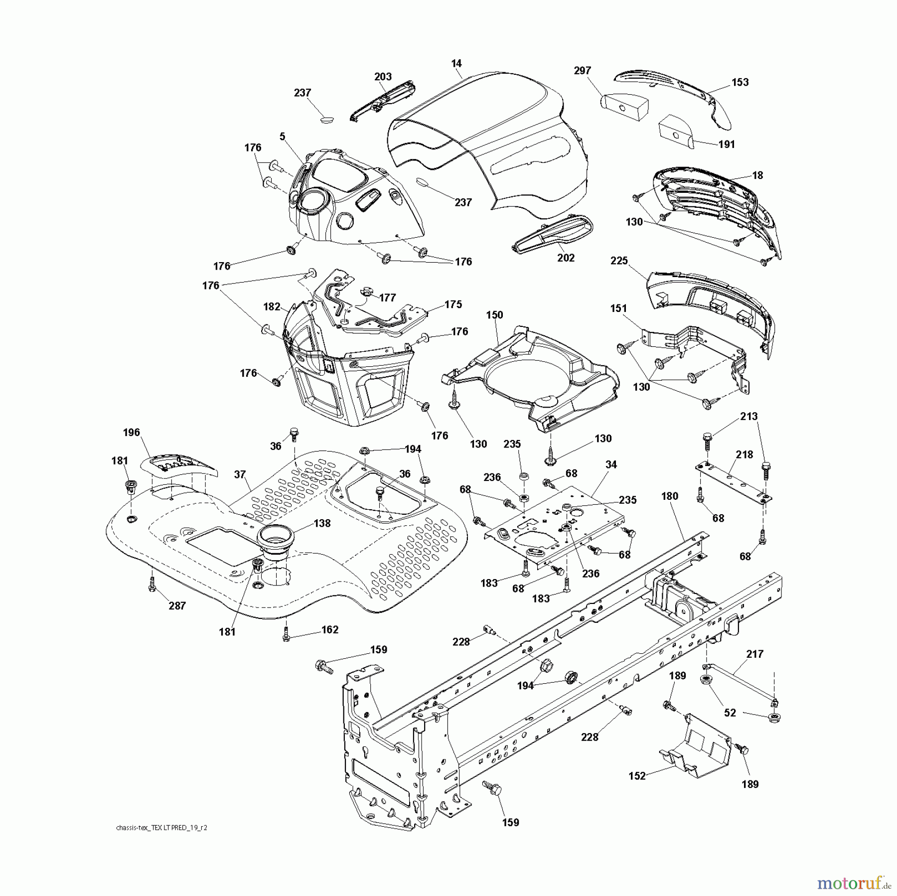 Jonsered Rasen und Garten Traktoren LT2218 A (96041005801) - Jonsered Lawn & Garden Tractor (2009-02) CHASSIS ENCLOSURES