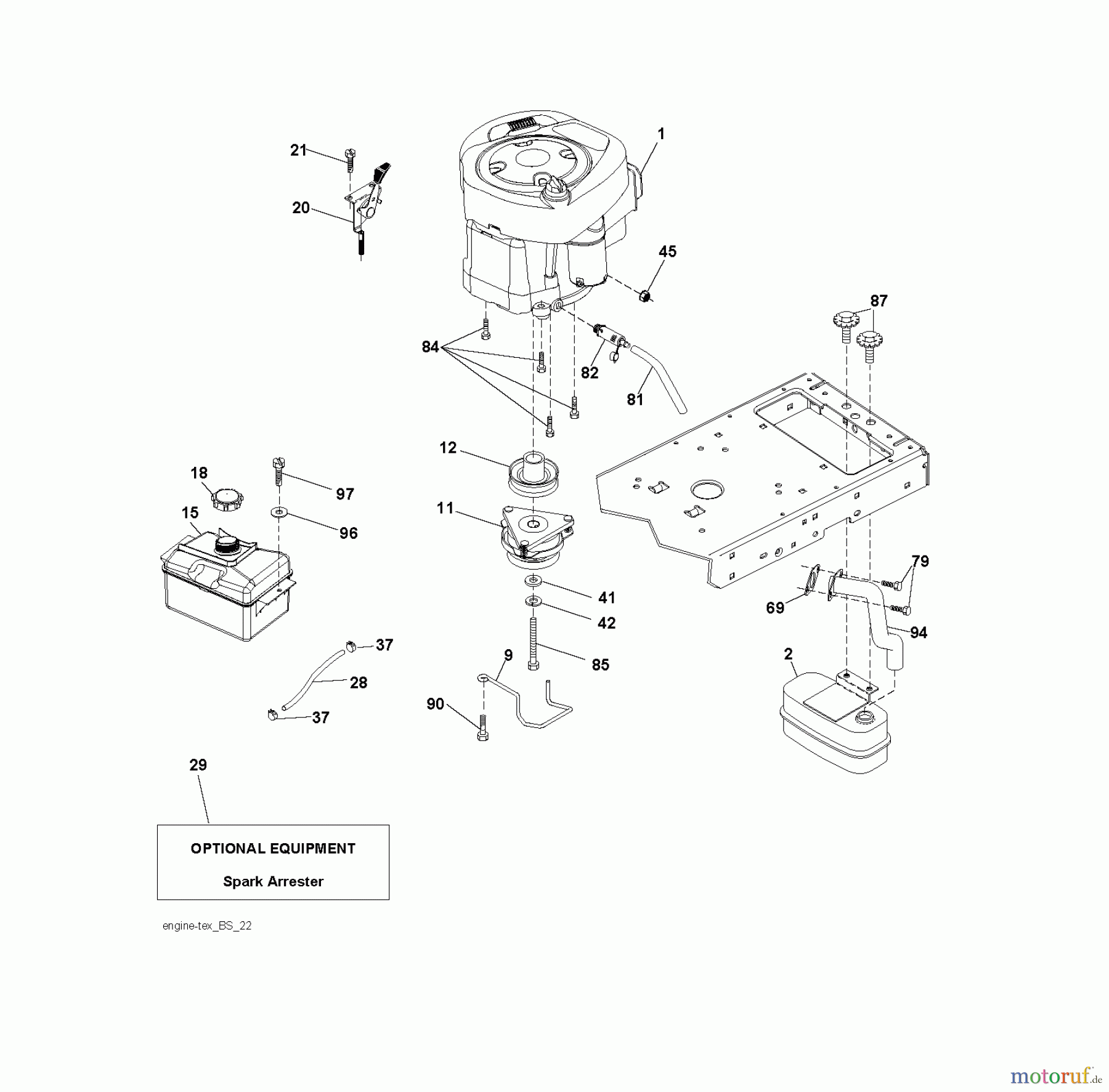  Jonsered Rasen  und Garten Traktoren LT2218 A (96041005801) - Jonsered Lawn & Garden Tractor (2009-02) ENGINE