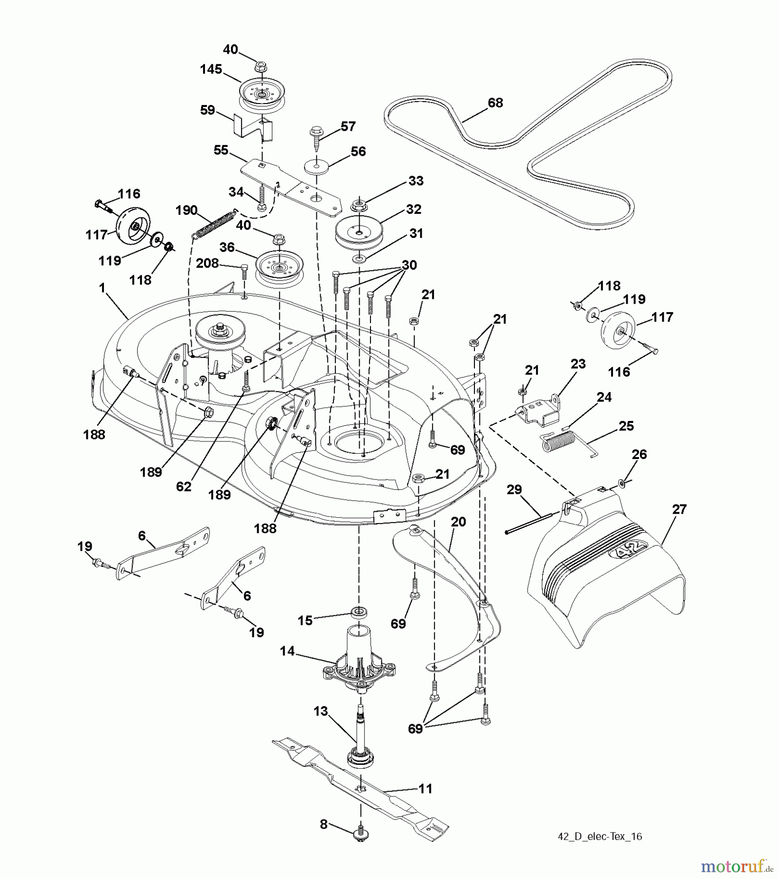 Jonsered Rasen und Garten Traktoren LT2218 A (96041005801) - Jonsered Lawn & Garden Tractor (2009-02) MOWER DECK / CUTTING DECK