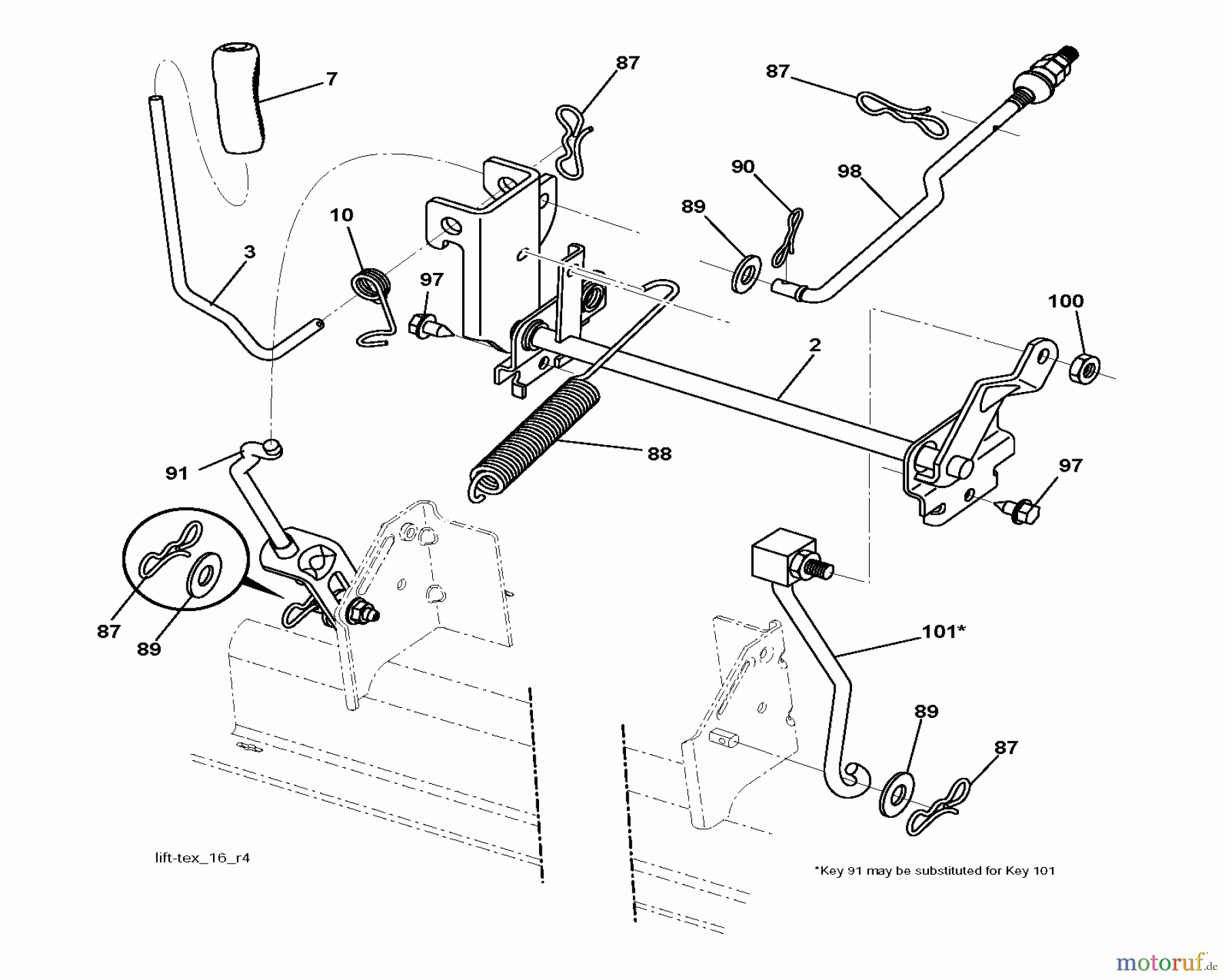 Jonsered Rasen und Garten Traktoren LT2218 A (96041005801) - Jonsered Lawn & Garden Tractor (2009-02) MOWER LIFT / DECK LIFT