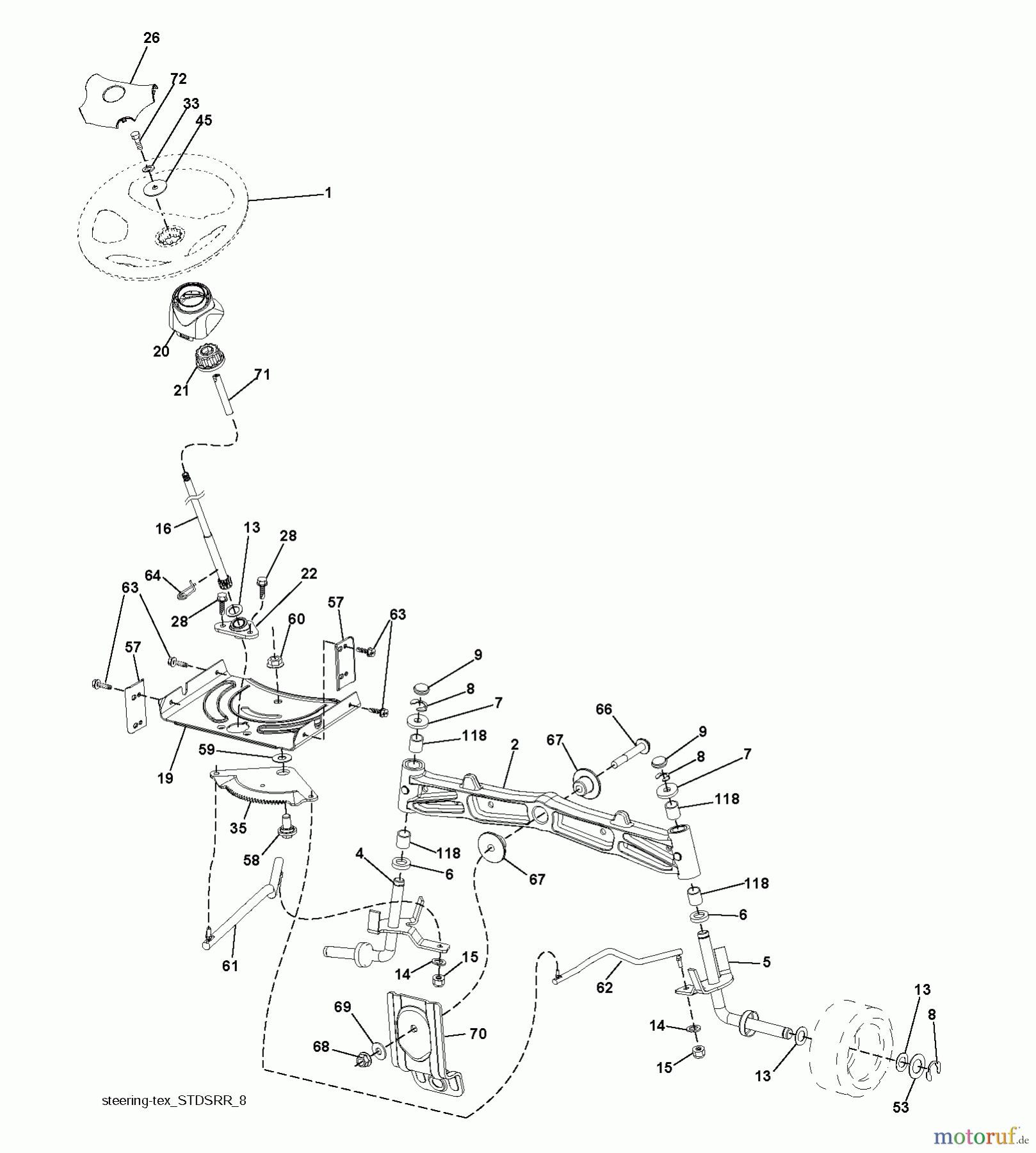 Jonsered Rasen und Garten Traktoren LT2218 A (96041005801) - Jonsered Lawn & Garden Tractor (2009-02) STEERING