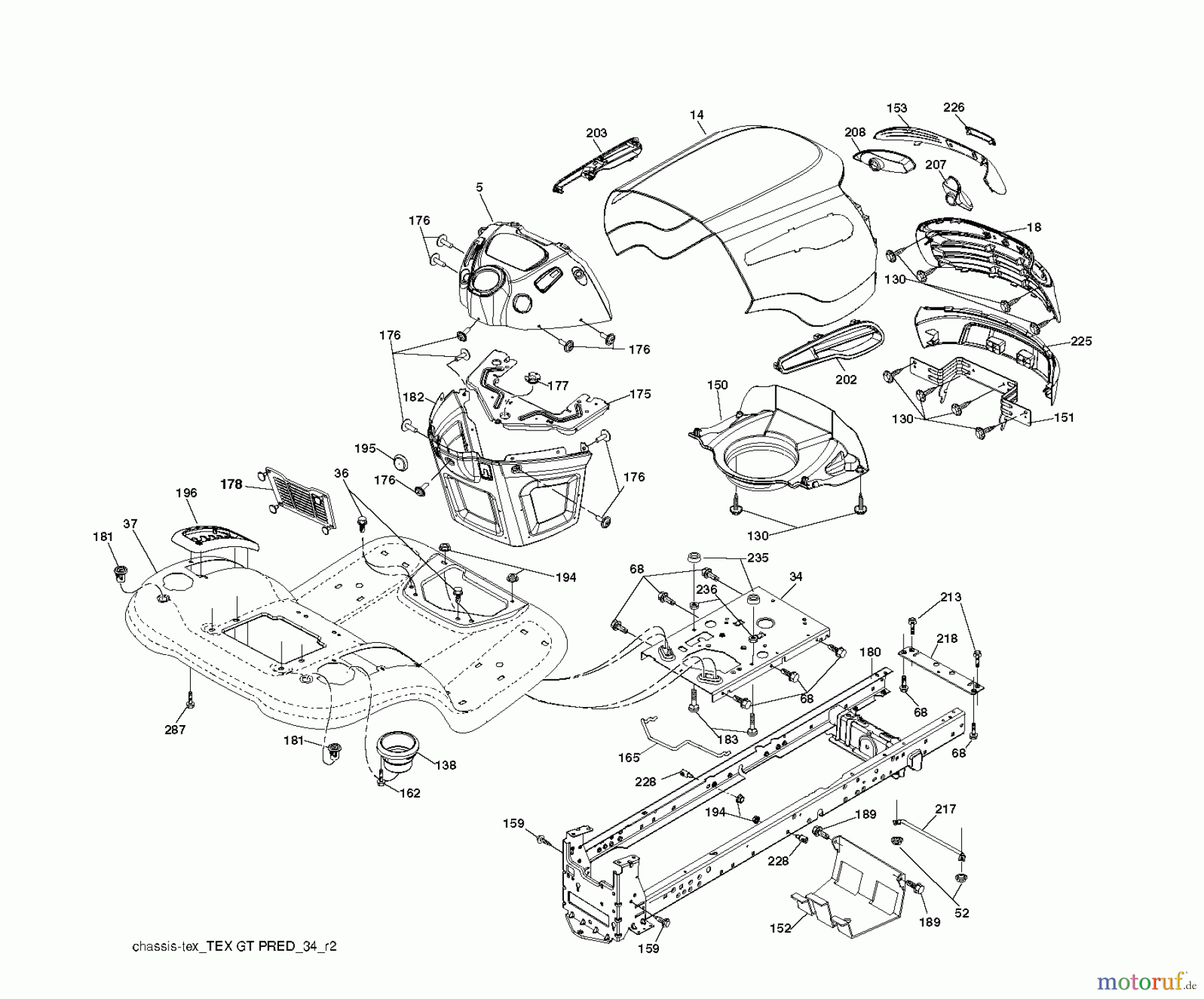 Jonsered Rasen und Garten Traktoren LT2218 A (96041010500) - Jonsered Lawn & Garden Tractor (2009-01) CHASSIS ENCLOSURES